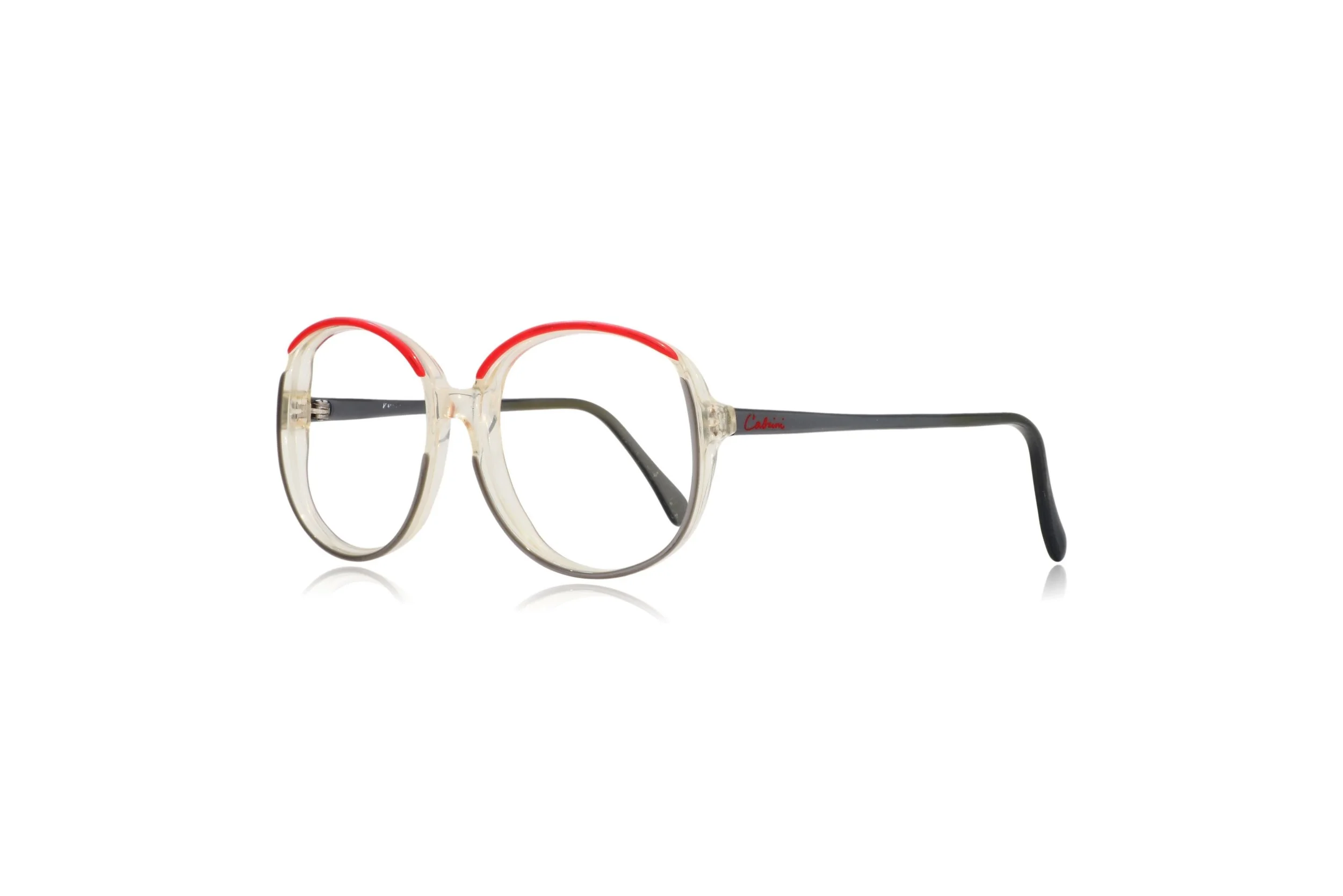 Peep Eyewear, Vintage Glasses, Oversized Crystal, Red Grey, Round,