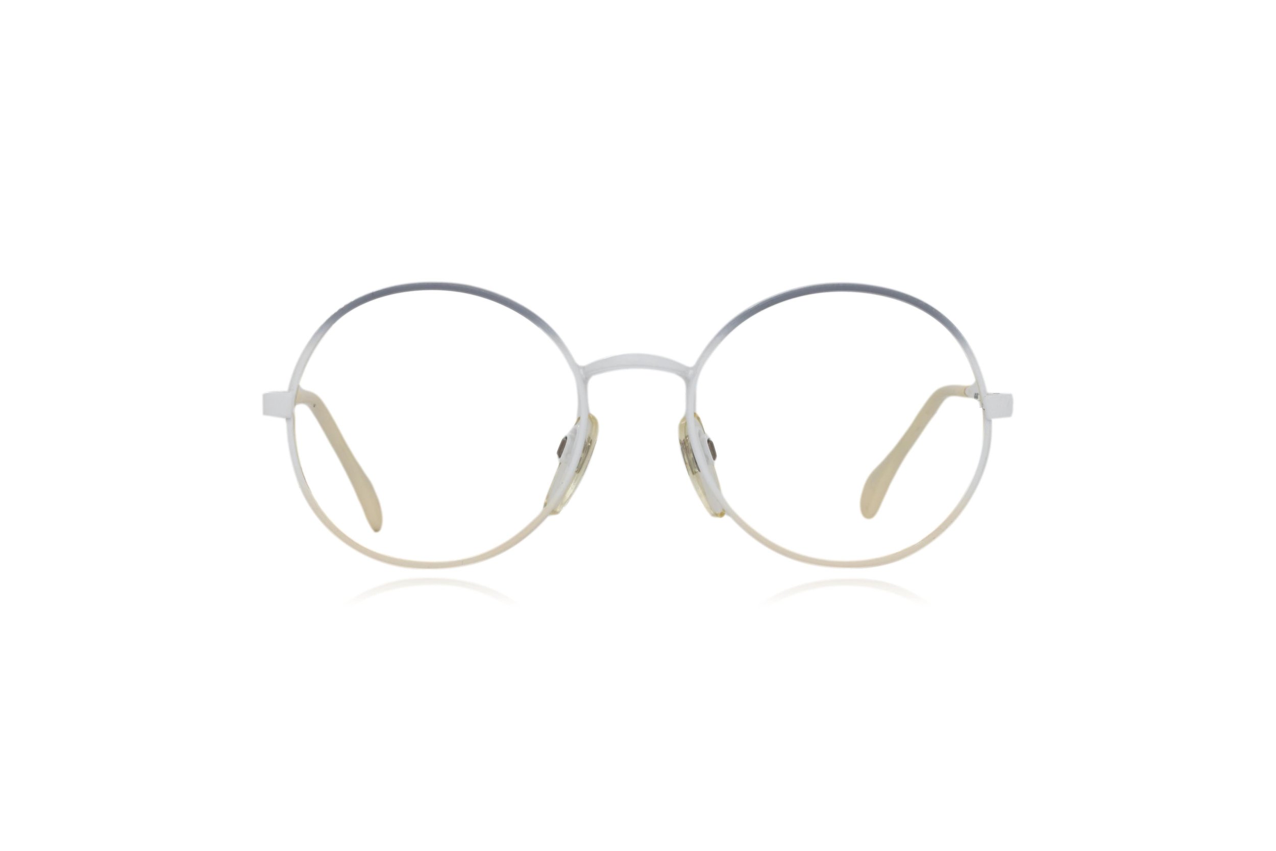 Peep Eyewear, Vintage Glasses, Menrad 380 White, Grey, Yellow Round Rims,
