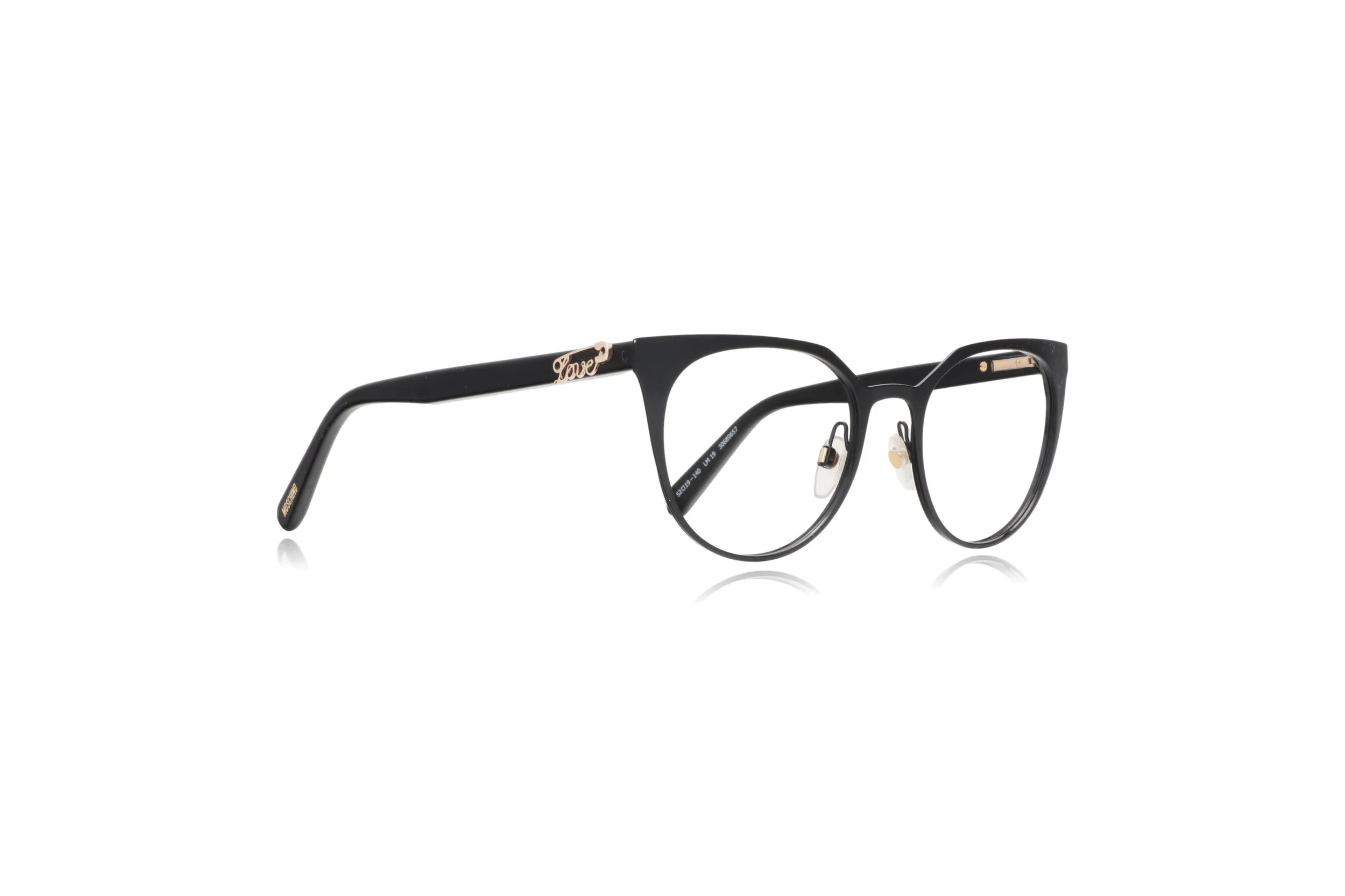 Peep Eyewear, Moschino LM19 Black Metal Cat Eye Glasses Frames,
