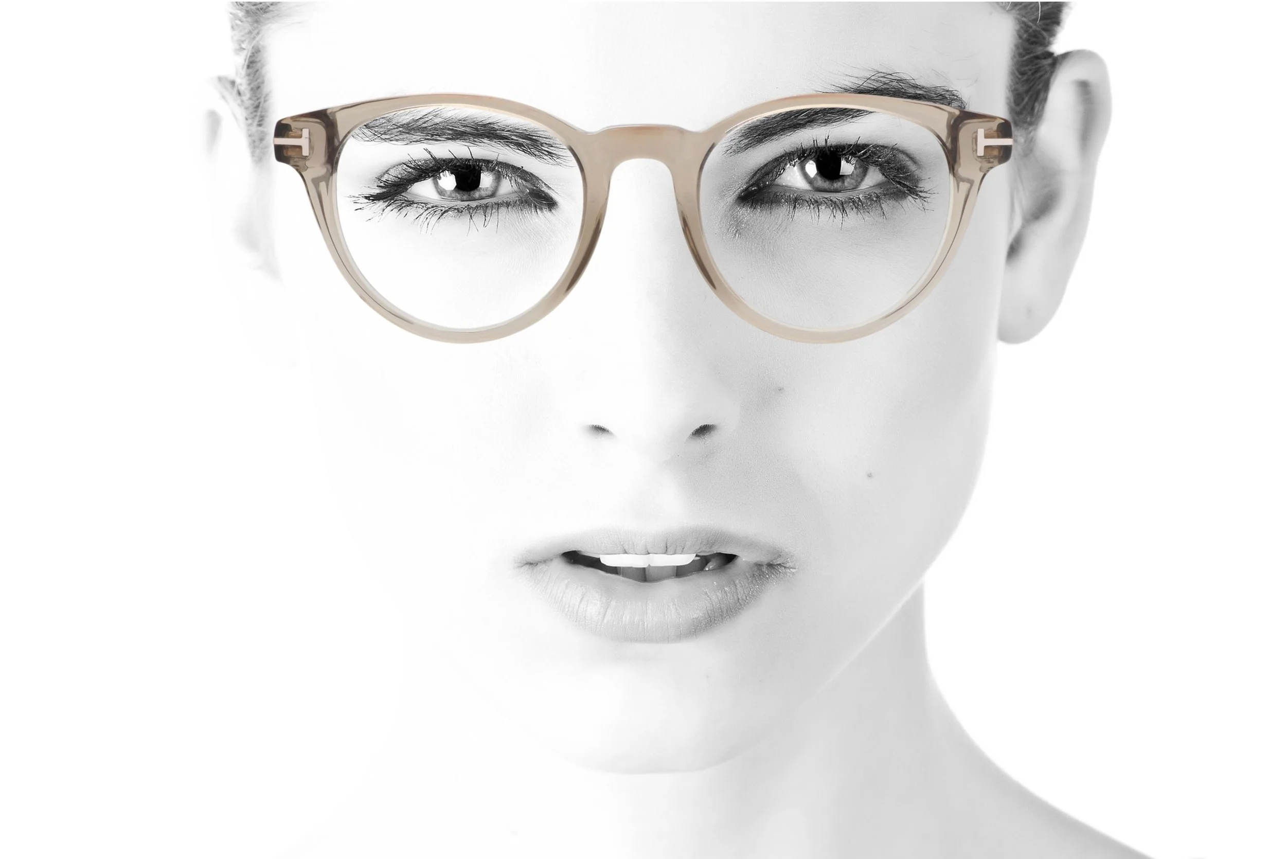 Peep Eyewear, Tom Ford TF 5525 048 Nude Crystal Round Glasses Frames