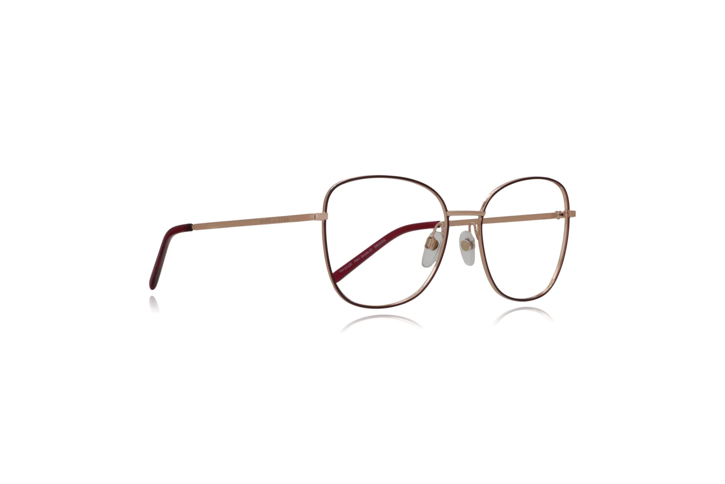 peep eyewear, designer Marc Jacobs 23 burgundy glasses