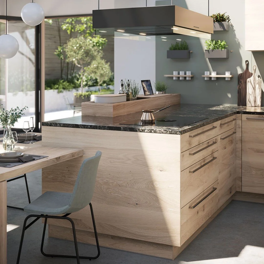 moderne Küche in Eiche weiß