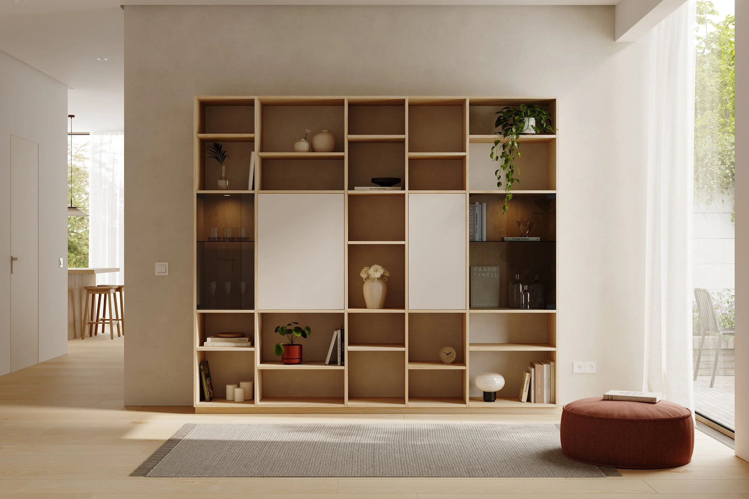 Regal | Esche und Glas naturweiß