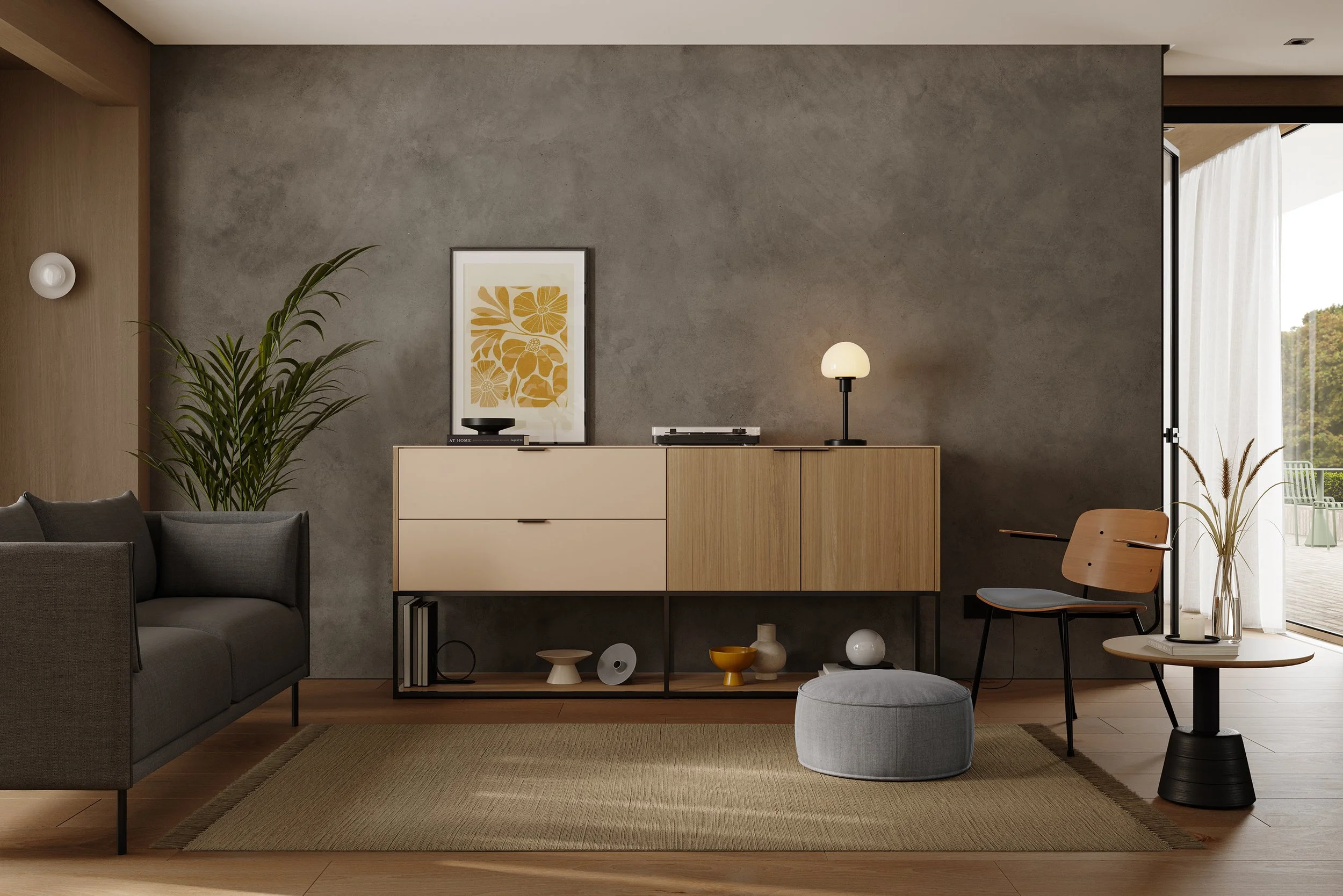 CoverLine Fine | Eiche weiß und Glas creme