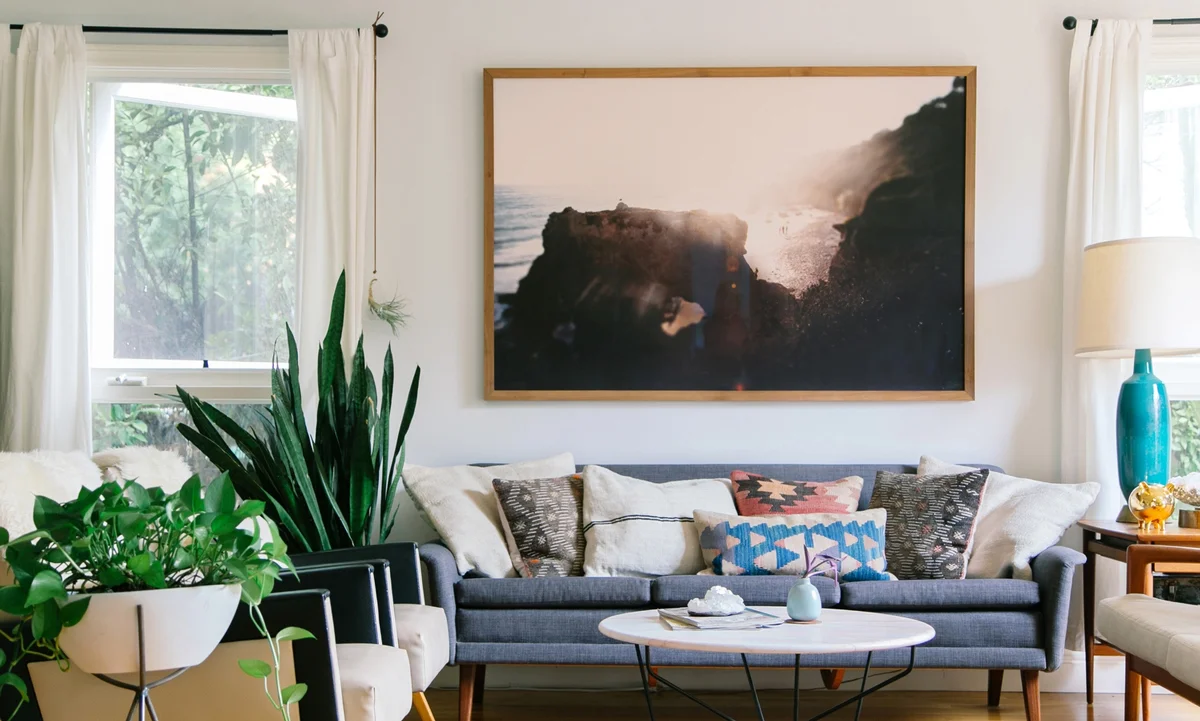 DESIGNER: Kait Joseph , Kait is a Californian interior designer who specializes in modern bohemian design. Her work is very inspirational! ARTWORK: Jon Rou