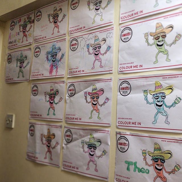 Amigos hall of fame. If your child does one of our colouring pages then put their name on it, and the next time you come in it could be on our hall of fame! #amigos #Amigosbury #Colour #halloffame #Creative
