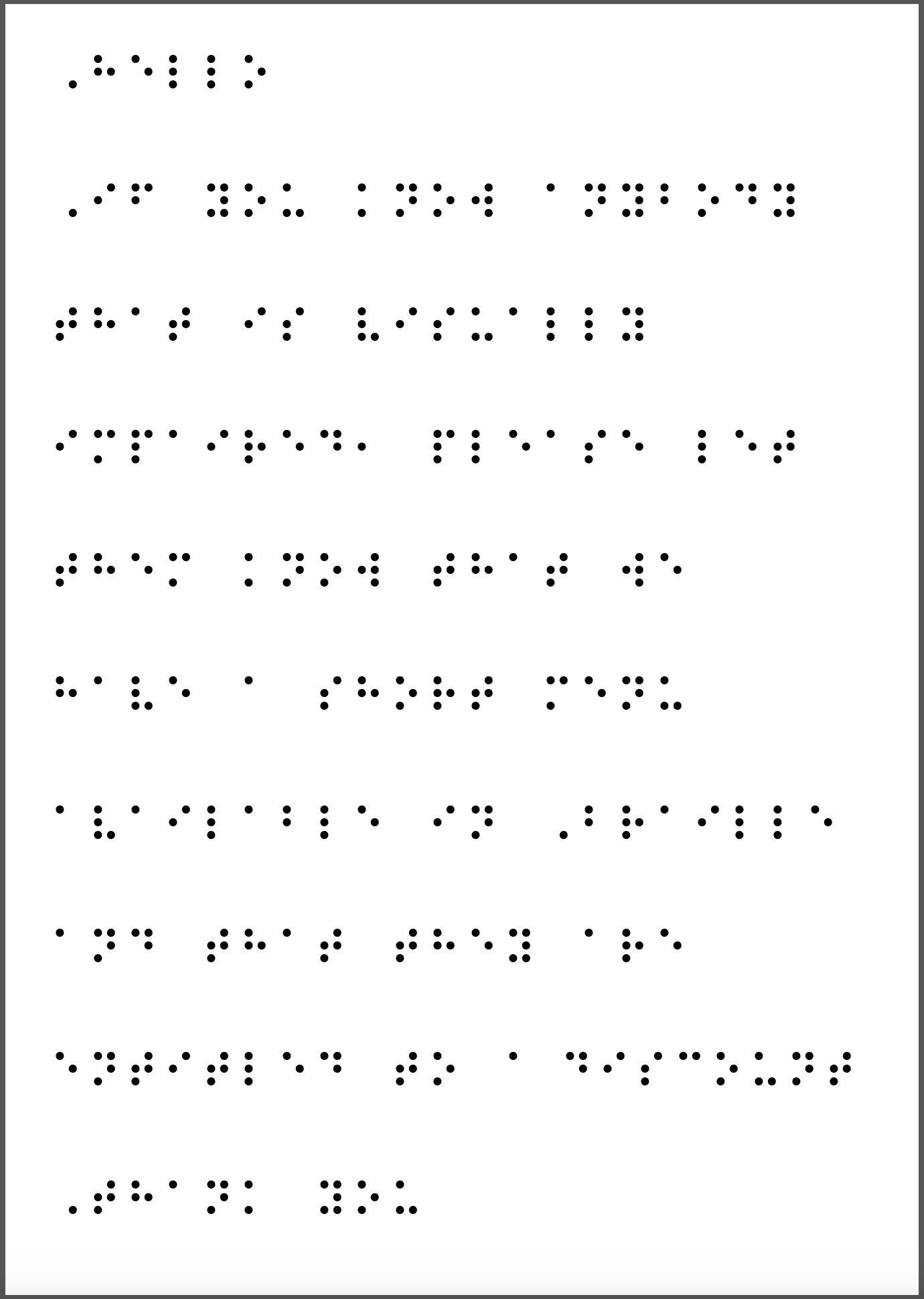 A message for our visually impaired friends. Use the Braille code on the next page to crack this message…