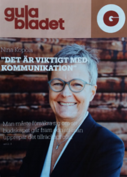 Personporträtt på Suominens vd Nina Kopola, i Gula Bladet 3/2016. Foto: Niklas Sandström.