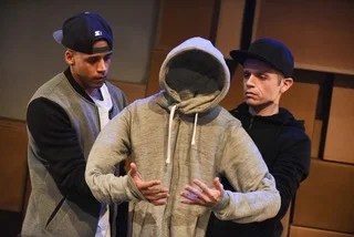 The Broke ’N’ Beat Collective | Theatre Rites and 20 Stories High, UK Tour | Puppet Co-Designer & Maker Matt Hutchinson | Co Directed by Sue Buckmaster and Keith Saha | Set & Costumes by Miriam Nabaro | Lighting by Douglas Kuhrt | Photography by Robert Day
