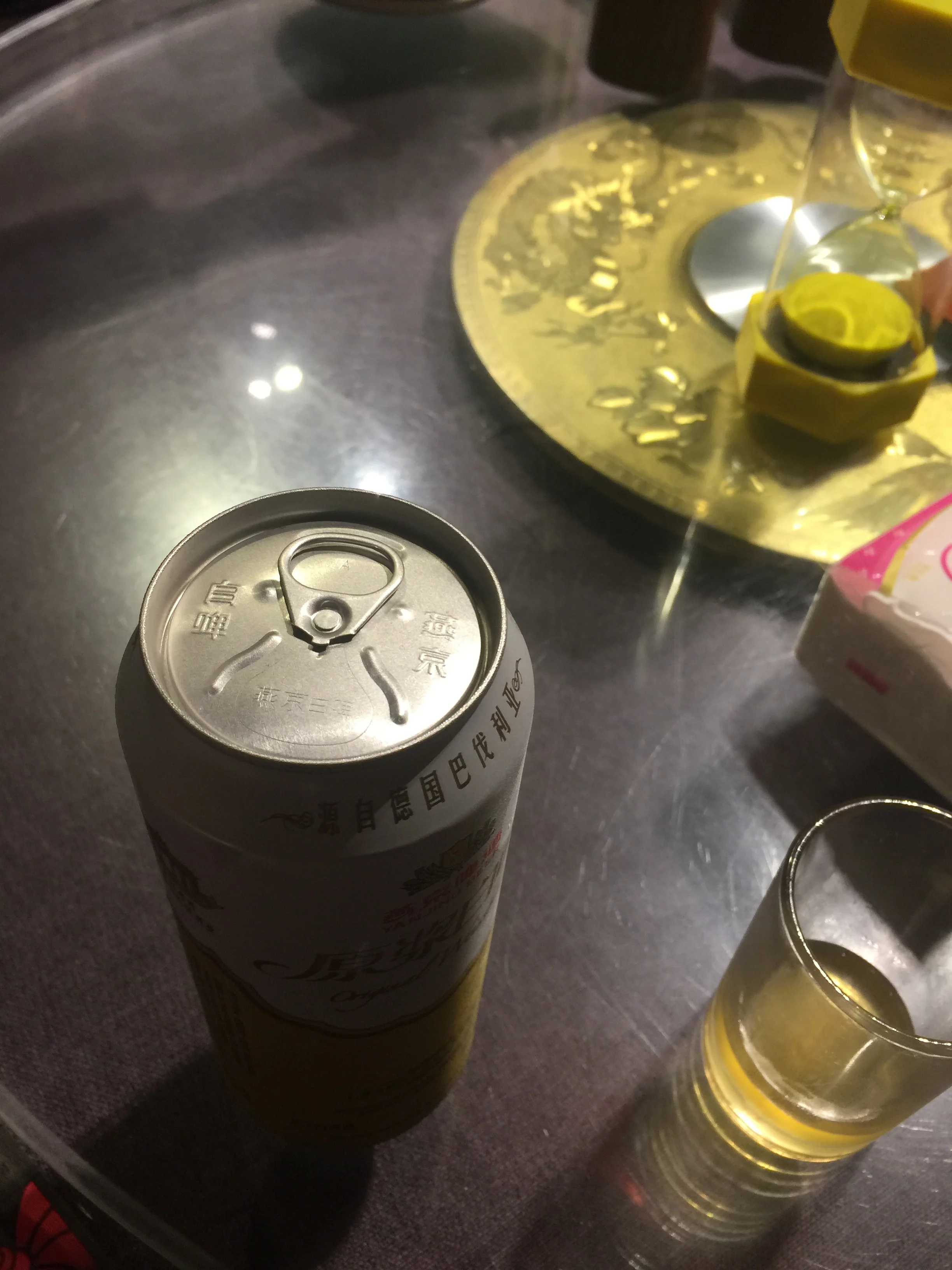 Watery beer served at every dinner in a tall boy