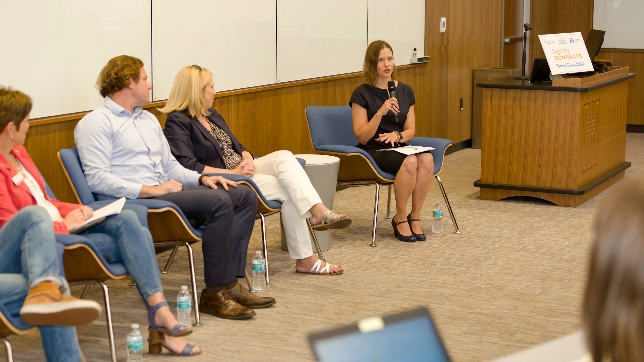 Chelsea Collier moderates the panel discussion
