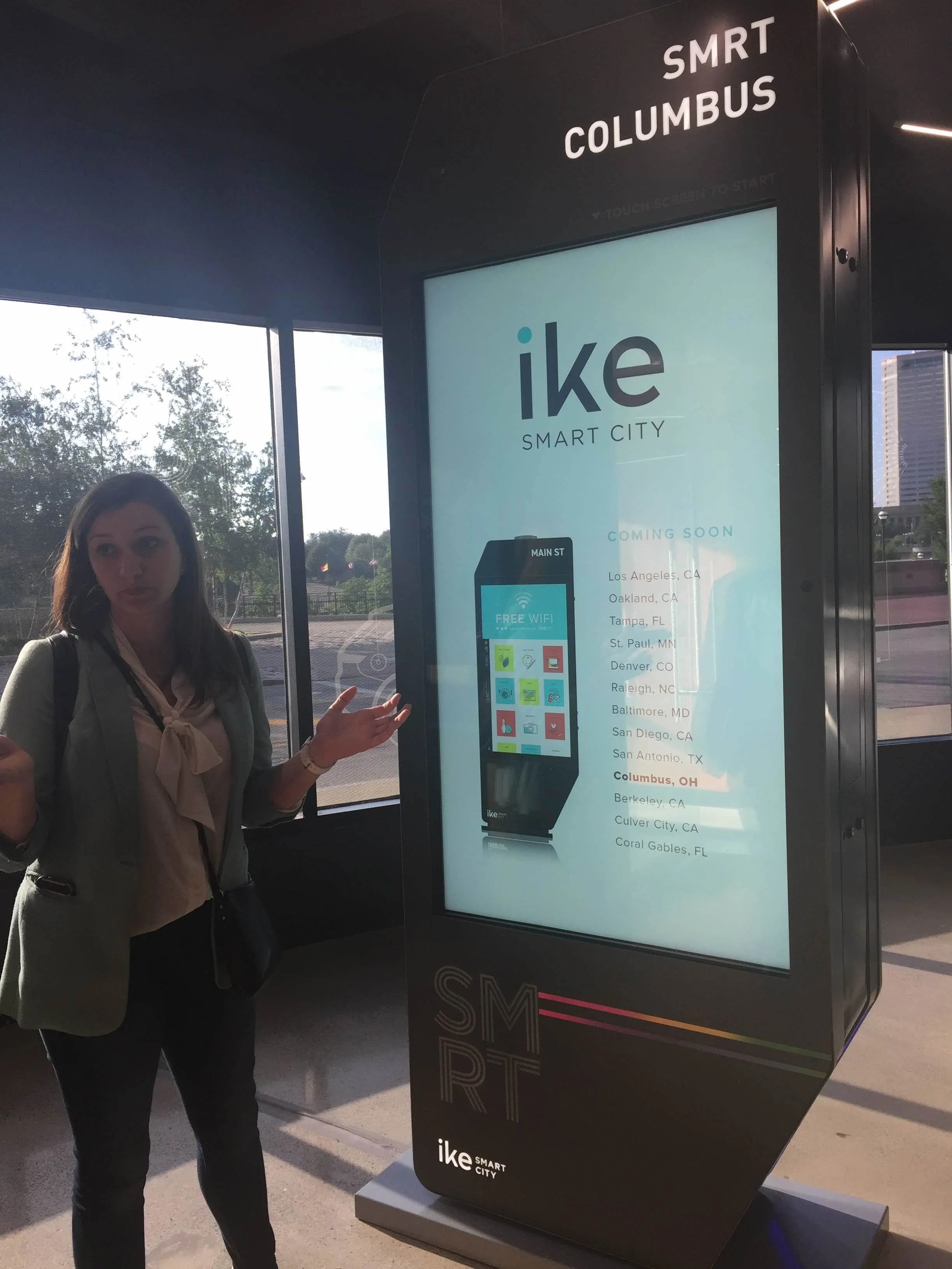 Jordan Davis demos the Smart Columbus kiosk