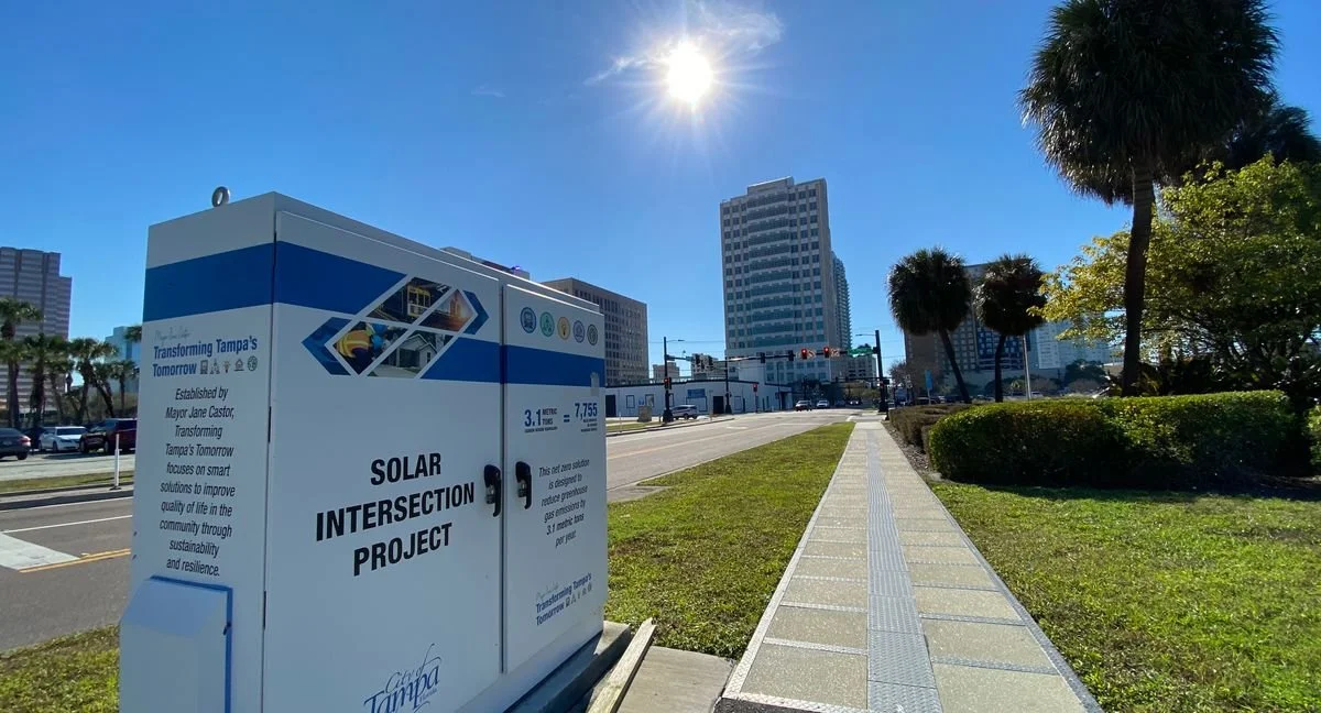 Tampa tries sidewalk solar panels as backup power for traffic lights