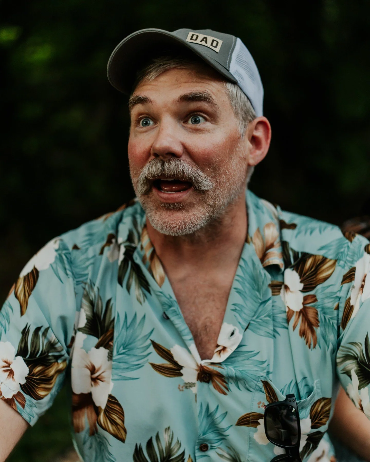 My Cousin Mike (a proud Dad-to-be) is already rocking the Dad hat, the Dad shirt, and the Dad jokes! Congrats to Mike &amp; Lynise and I can't wait to meet the newest addition to the family soon! 
.
.
.
.
.
.
[Image Description: A white man with grey