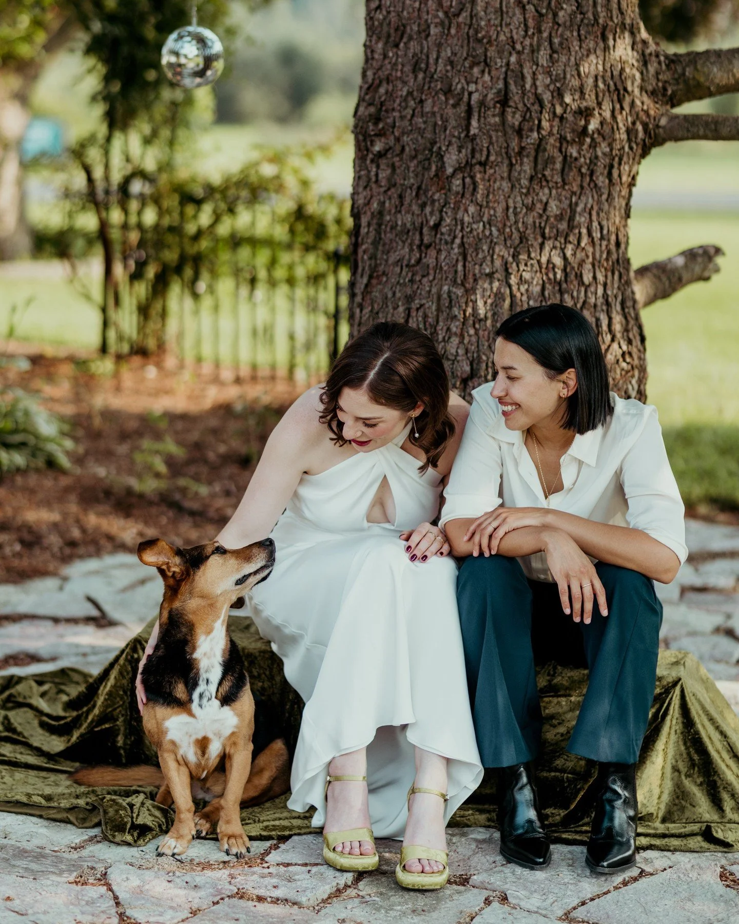 Can I tell you a secret? Whether it's a dog, a cat, a monkey, or a raccoon (please let it be a raccoon), I ALWAYS want to meet your pets on your wedding day or for engagement portraits! 😍
.
.
.
.
.
[Image Description: A white woman with shoulder len