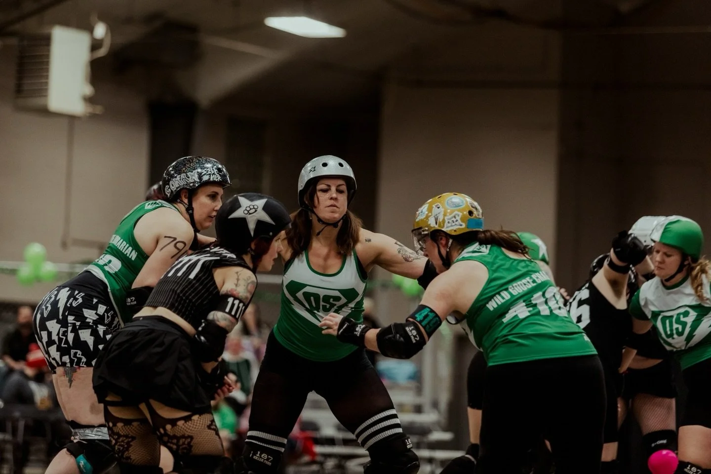 Want to see more images from the MRD Season 21 Game 3 bout? Head to the link in our bio! 🛼💜🥰
.
.
.
.
.
[Image Description: A series of various roller derby action shots during a bout.]