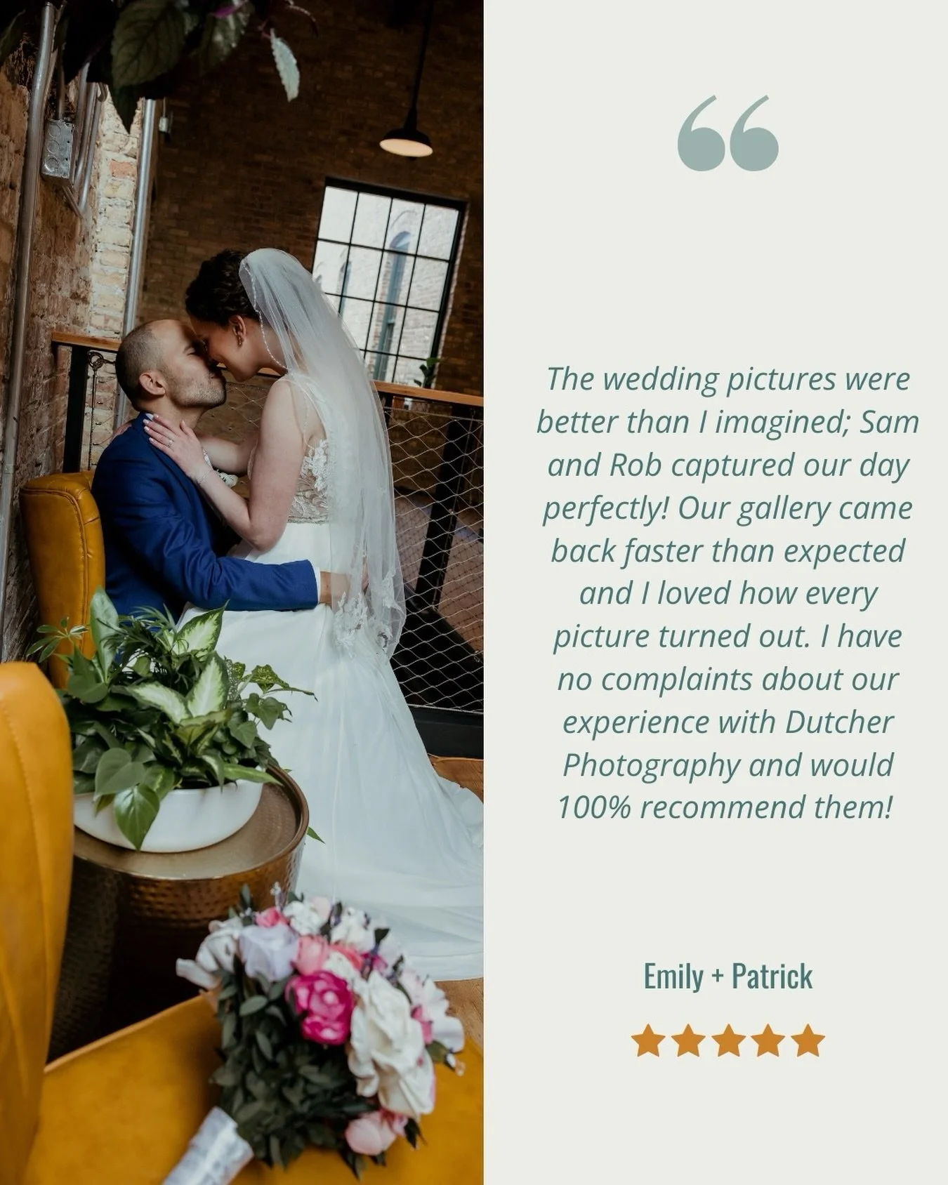 It was so fun to work with Patrick + Emily for their wedding day!!! 
.
.
.
.
.
.
[Image Description: An image of a man with olive skin tone and shaved head and beard wearing a dark blue suit. His wife, white woman with dark brown curly hair wearing a