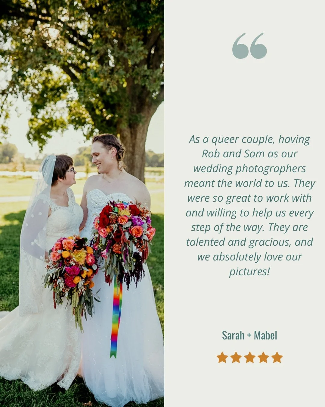 Sarah + Mabel, even all these years later, we're still so grateful to have been able to celebrate with you two! The joy and love you two share is a blessing to the world! 
.
.
.
.
.
.
[Image Description: A white woman with short dark brown hair weari