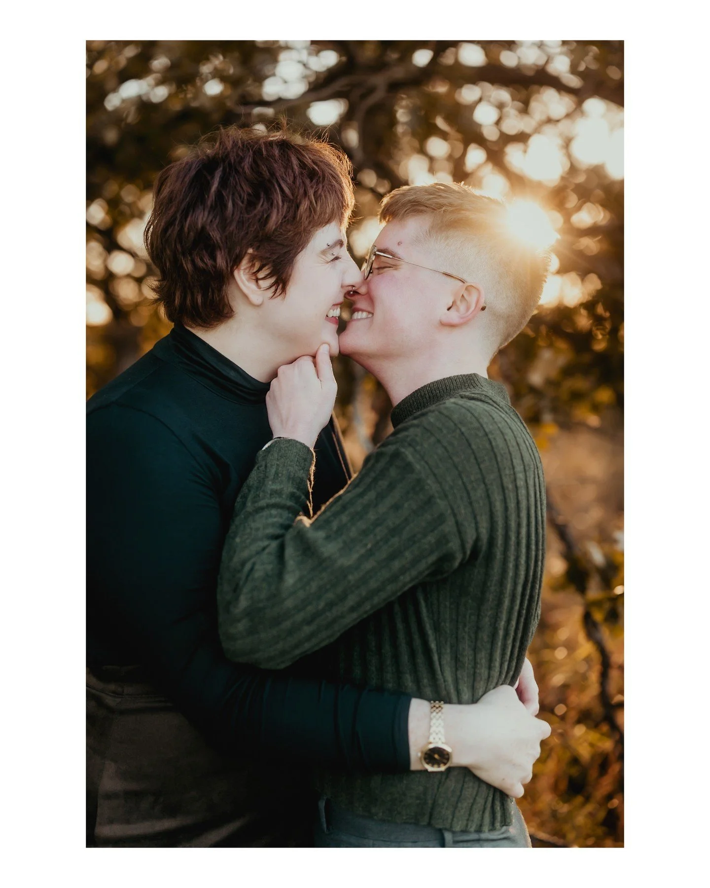 May you be blessed with a partner whose smile feels like coming home, who loves all of you (yes, even the messy bits), and who never needs you to shrink yourself. 
.
.
.
.
.
.
[Image Description: a white woman with short brown pixie cut and black tur
