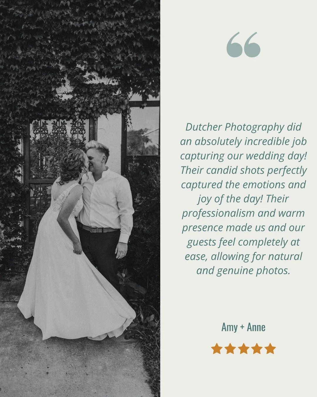 Anne + Amy's wedding was absolutely perfect, and we had a blast celebrating with them! You'll be seeing more of Anne + Amy soon! 🤫💜
.
.
.
.
.
 - Camera Gear: 
 - Canon: @canonusa
[Image Description: A black &amp; white image of a white woman with l