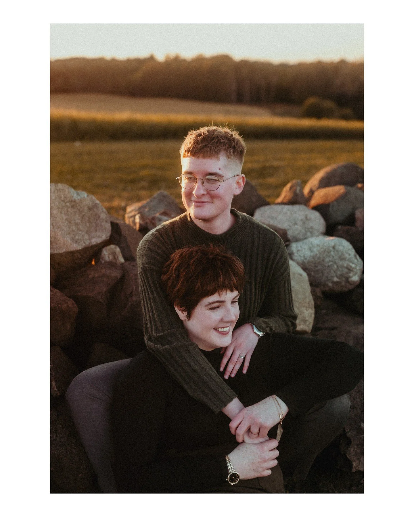 Dreamy sunset snuggles? Heck yeah! 😍
.
.
.
.
.
. 
 - Camera Gear: 
 - Canon: @canonusa
 - Accessories: 
 - @polarpro Shortstache Everyday Filter
[Image Description: A white woman with short blonde hair &amp; glasses wearing a green mock turtleneck s