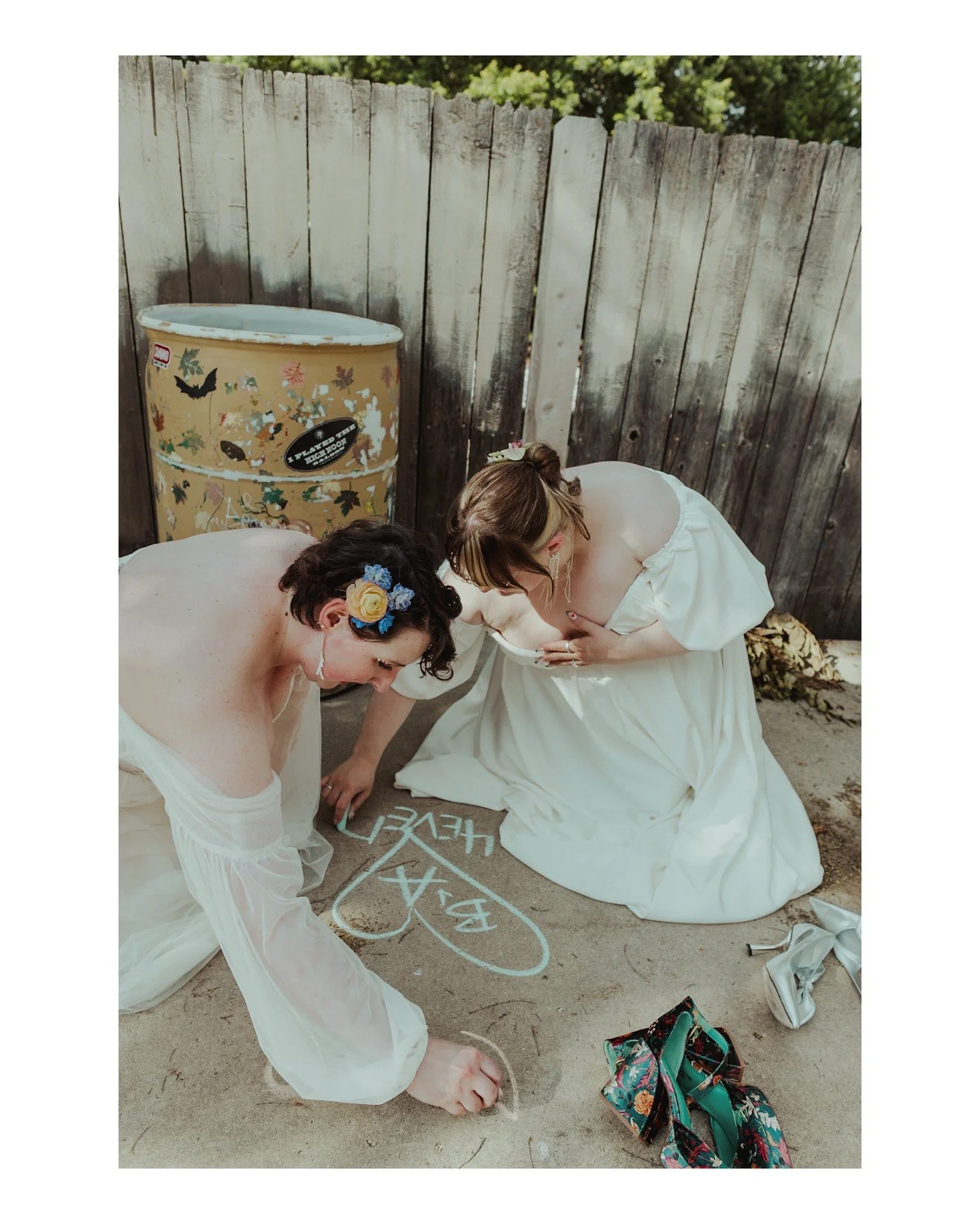 If traditional couples photos feel awkward or not your style, that's okay! Bethany + April got to play with chalk AND play basketball together during their couples portraits (don't worry, I'll post those photos soon!) all while singing the Space Jam 