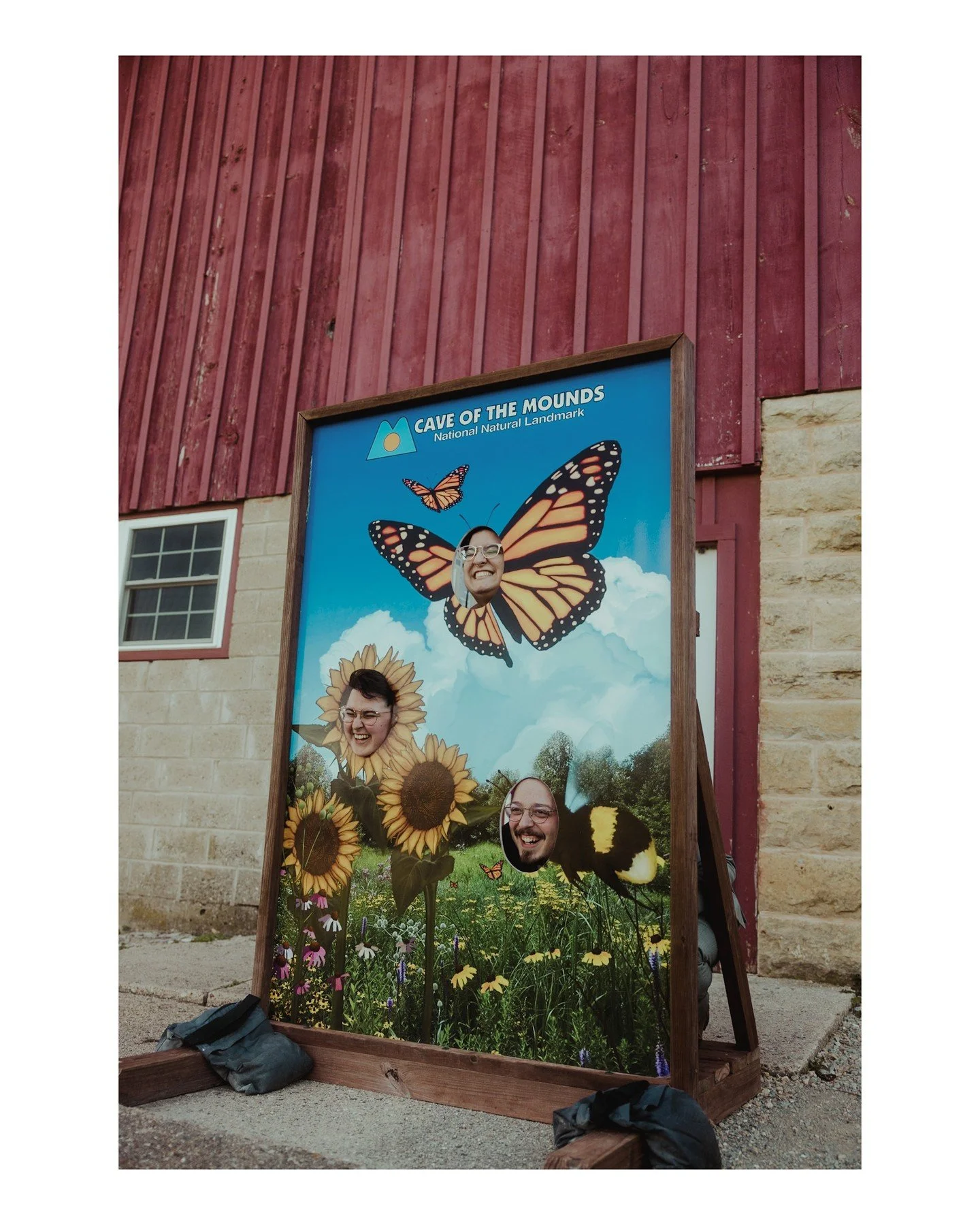 Okay listen, cutouts aren't just for kids, they're also for very cool adults, like Morgan, Lu, and Justin! 
.
.
.
.
.

Here are the folks that helped make this wedding day amazing!
 - Ceremony &amp; Reception Venue: @caveofthemounds
 - Hair: @rebel_h