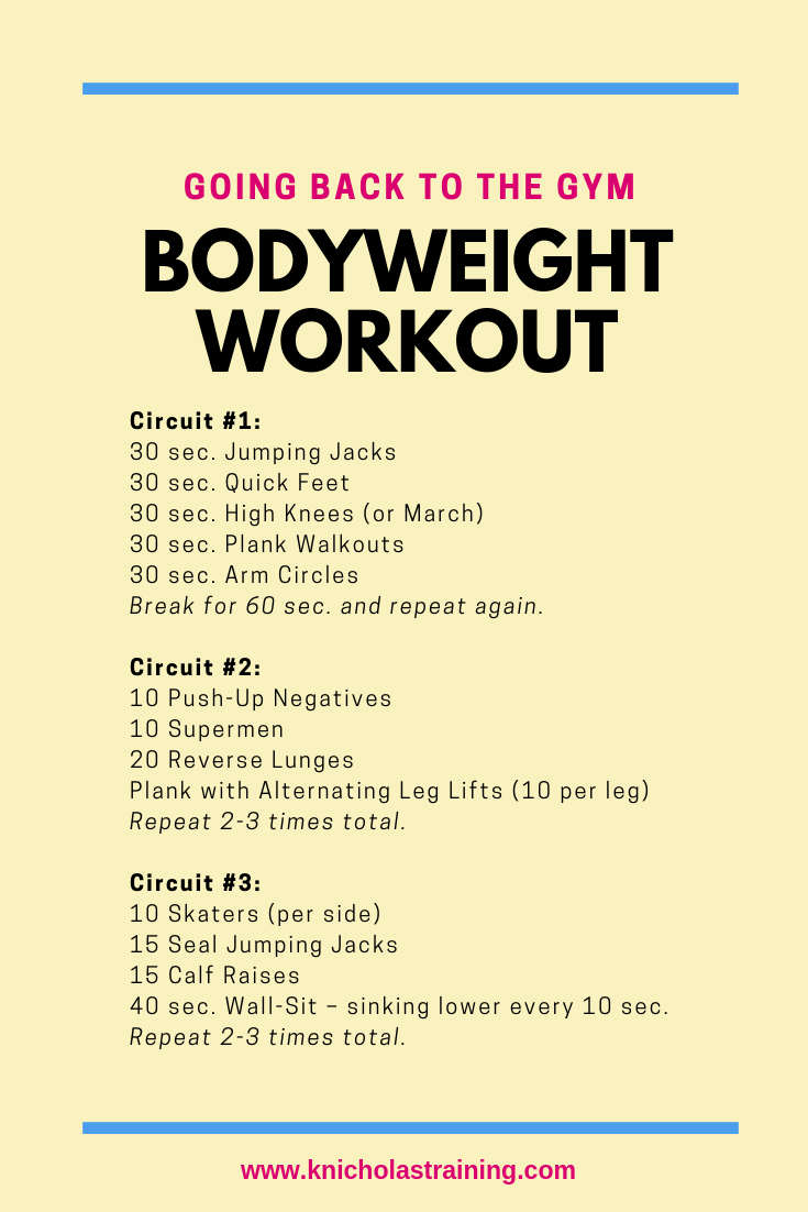 Back to the Gym Bodyweight Workout