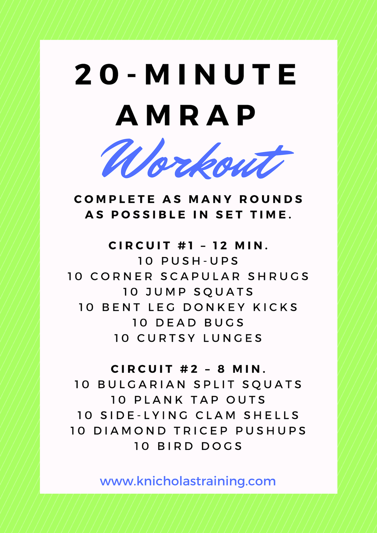 20 Min. AMRAP Workout