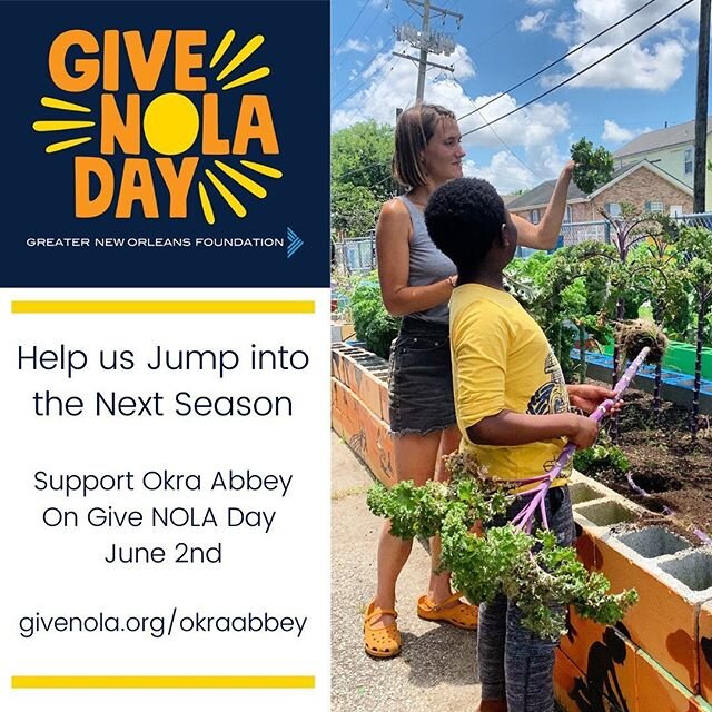 Help us jump into the next season of working alongside our neighbors to welcome, to feed, and to grow. Support Okra Abbey at givenola.org/okraabbey. Scheduled giving is open now. #givenoladay #givenoladay2020 #okraabbey #givinggarden #communitygarden