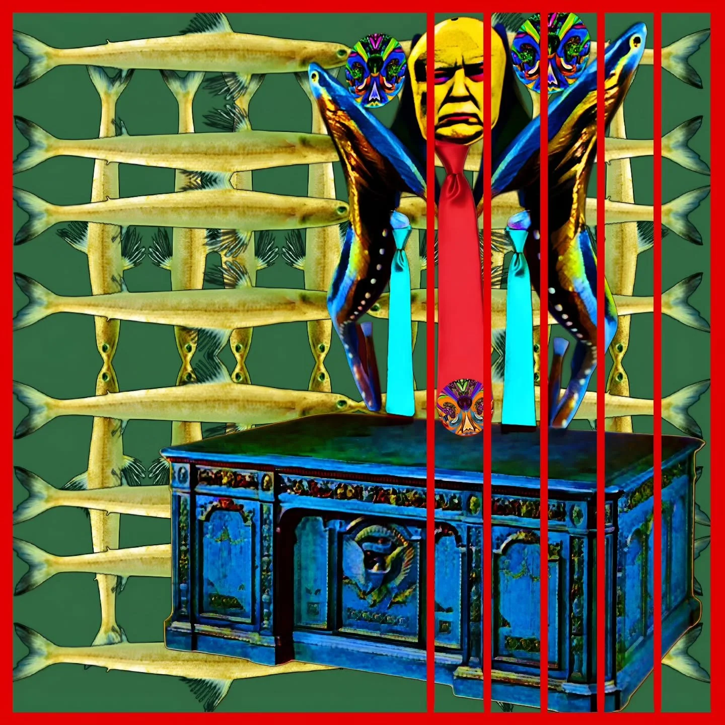 President Gulper Eel in the Oval Aquarium with the HMS Resolute Desk
#gulpereel #ovaloffice #aquarium #diaperdon #hatemonger