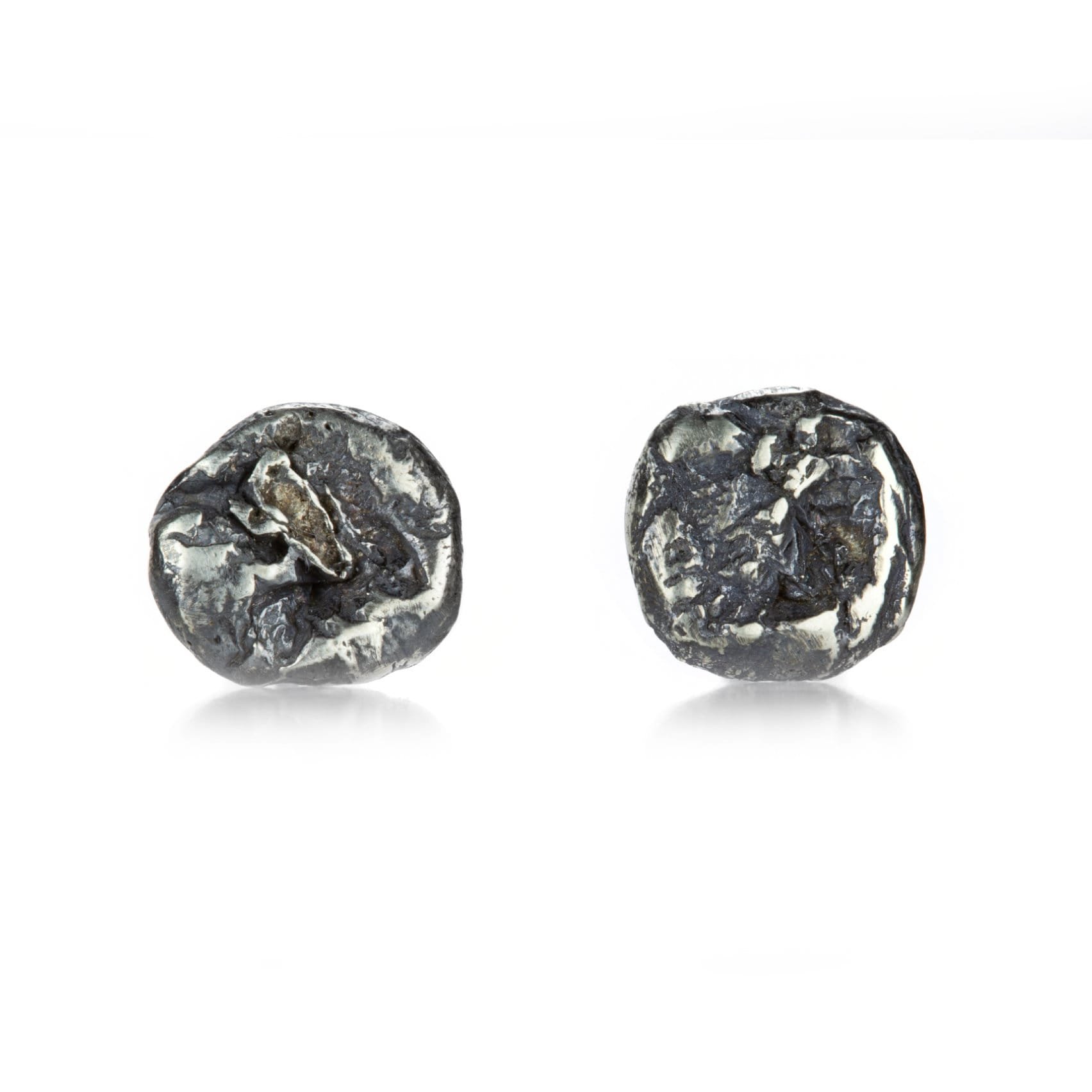 Large Oxidized Sterling Silver Molten Stud Earrings