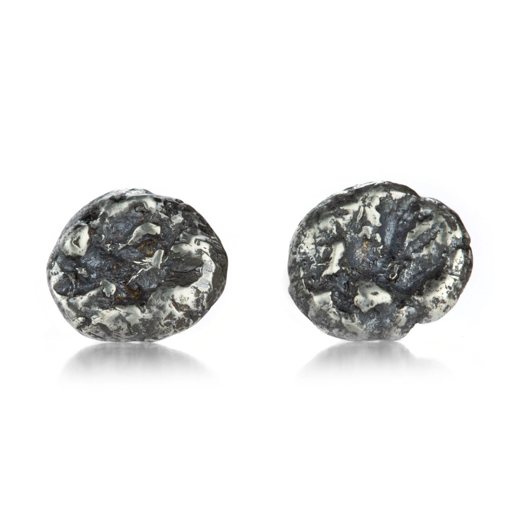 XL Oxidized Sterling Silver Molten Stud Earrings