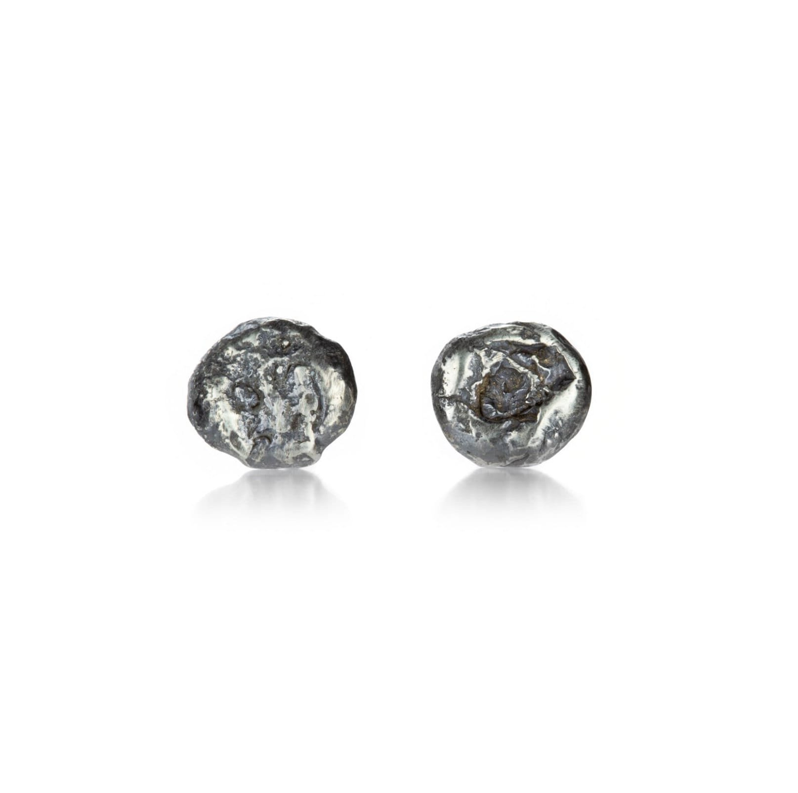 Small/Medium Oxidized Sterling Silver Molten Stud Earrings