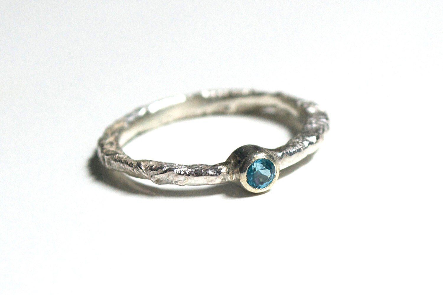 Blue Topaz Sterling Silver Band Stacking Ring