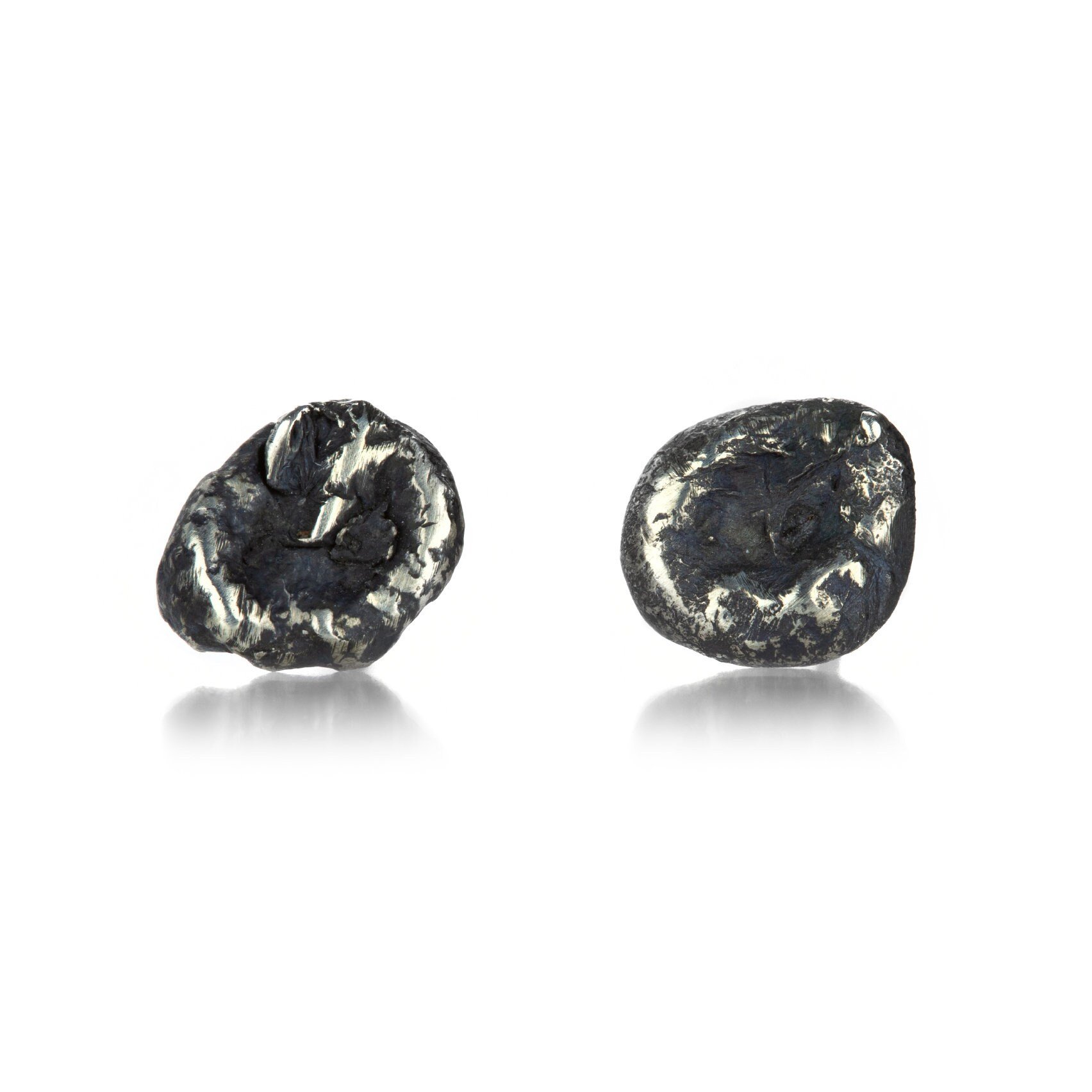 Large Oxidized Sterling Silver Molten Stud Earrings
