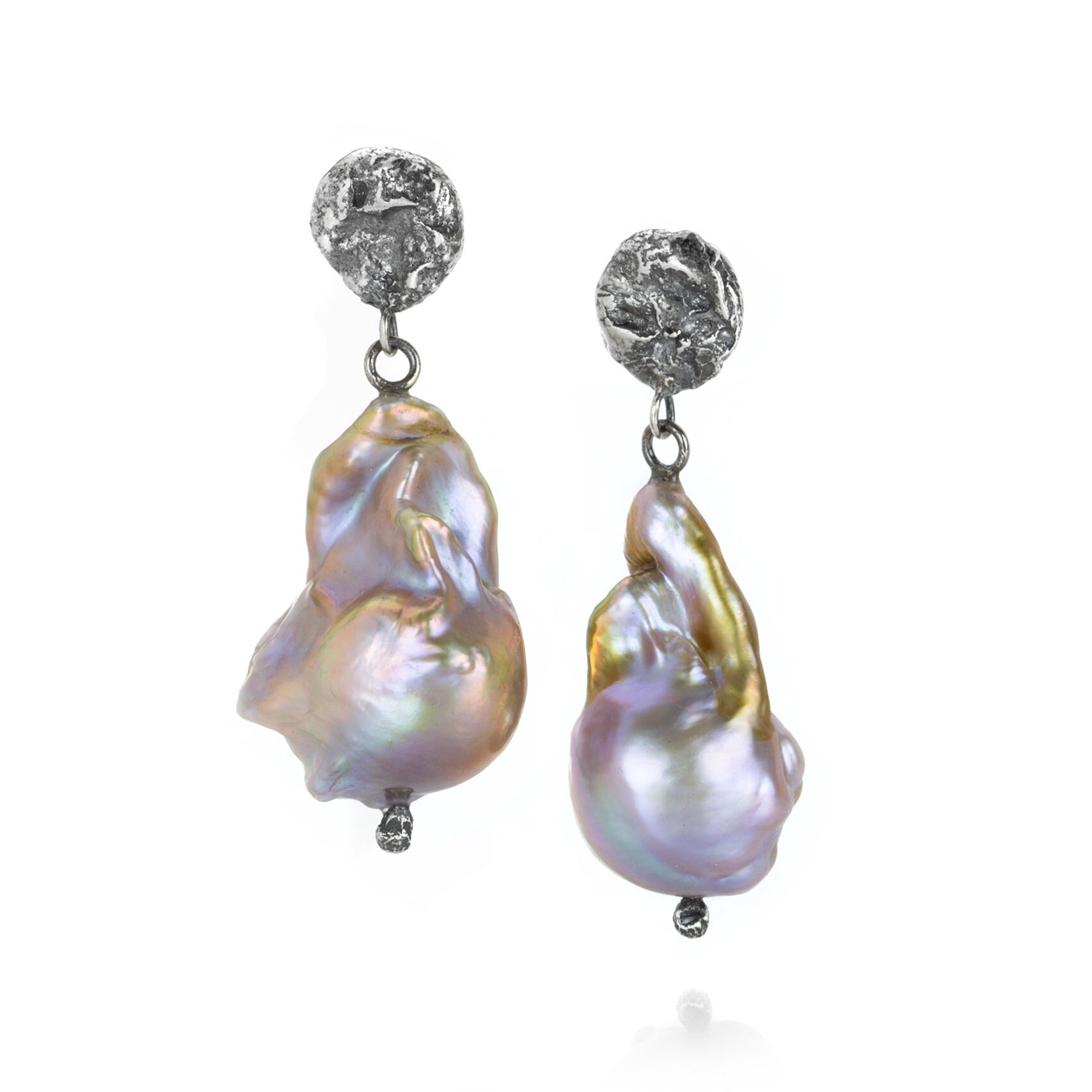 Metallic Fireball Pearl and Molten Drop Earrings