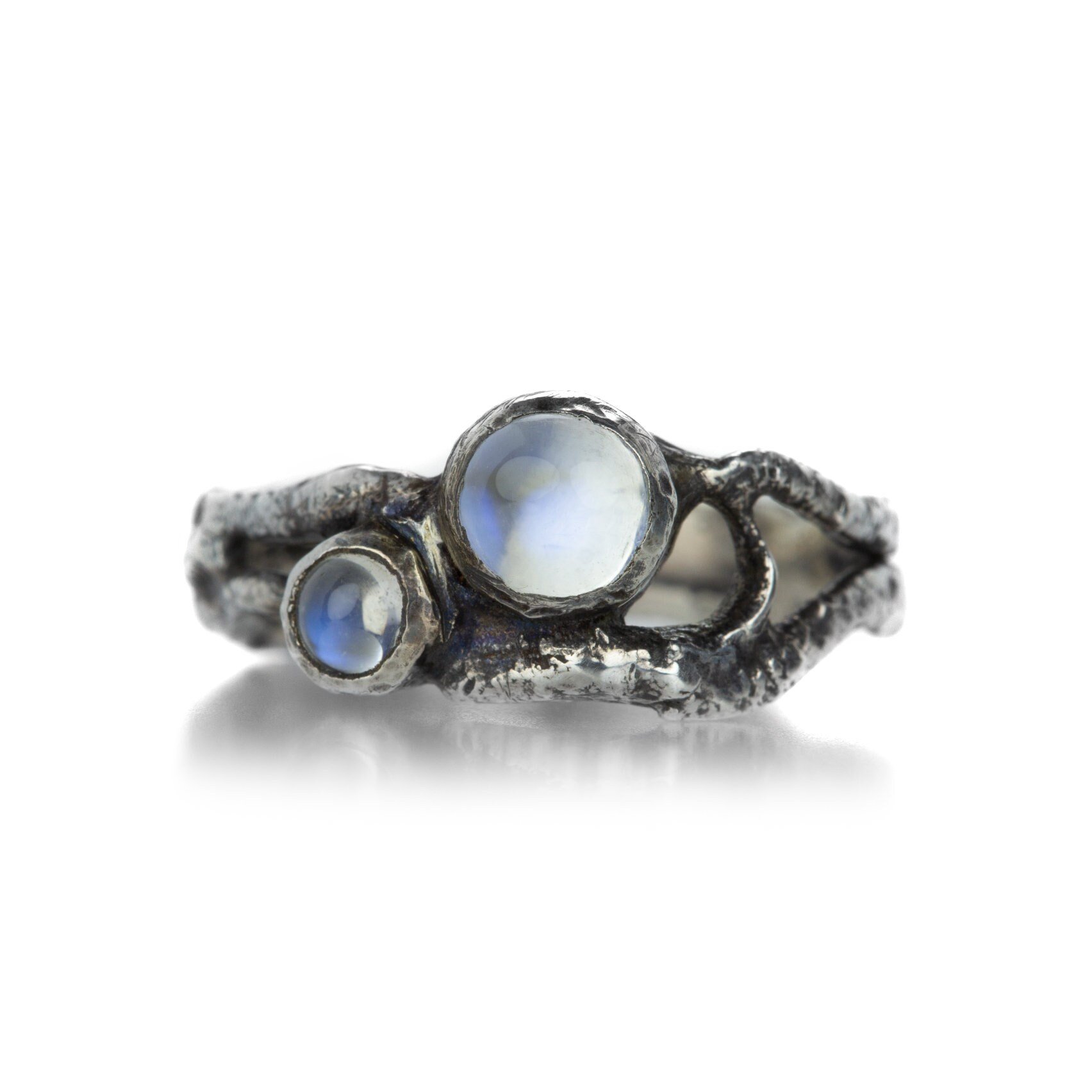Double Blue Moonstone Molten Ring