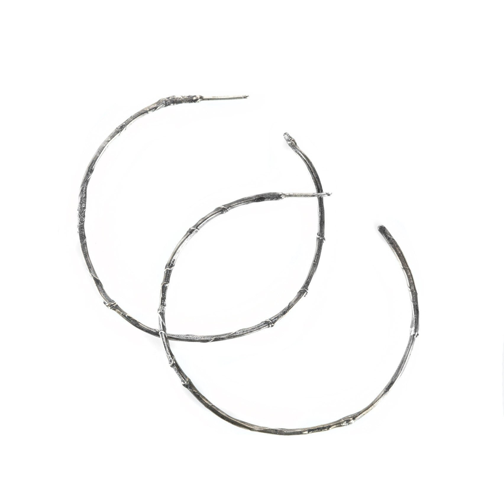 Large Oxidized Sterling Silver Molten Hoop Earrings