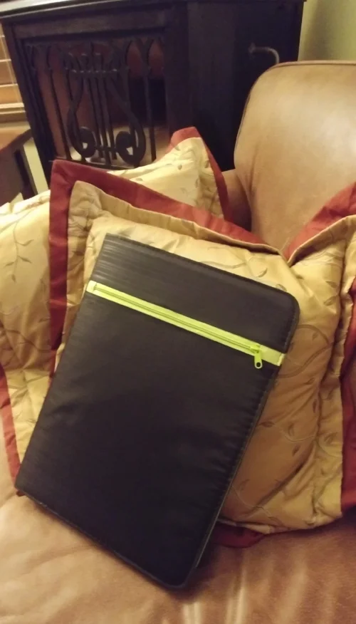 My actual binder. It’s a zip closure for extra security.