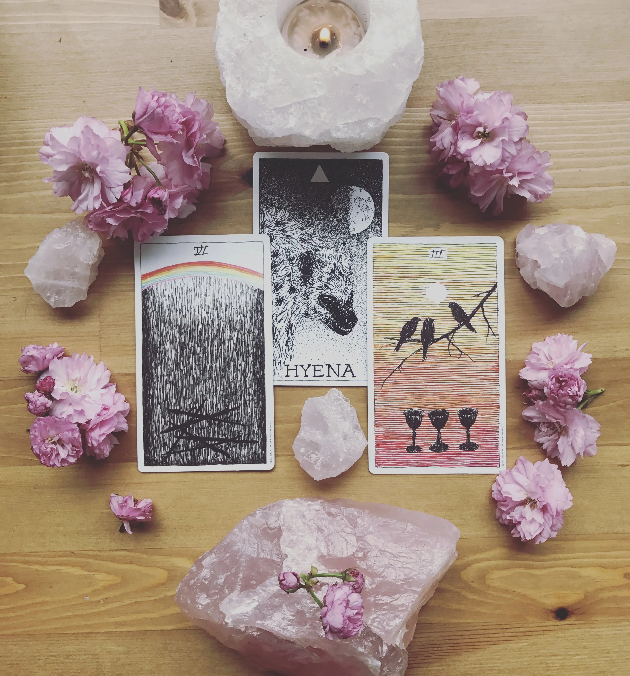 Phew. I don’t know about you all, but that Venus retrograde was a tough experience for me. Retrogrades encourage us to step back and go over things again. Venus, of course, is the planet of love, beauty, pleasure, art, aesthetics — not anything that can be taken lightly. This retrograde brought up many issues of self-doubt, even in the most precious and comfortable of my relationships and especially in my relationship with myself. It had me spiraling with issues of self-worth I thought I’d overcome. I found myself not enjoying my body, my appearance, my writing, or art. All the while I’m wondering where in the hell all of this came from. In hindsight, it was clearly timed with Venus’s retrograde. And while I learned a whole hell of a lot from this review of my life and relationships, I am ready to move on and let go of the baggage that has been holding me back. And wow. How well does this morning's draw reflect exactly that! I am feeling incredibly optimistic this morning and have since Saturday, when I also drew the 6 of swords (with the 5 of cups!). I’m moving up and on, letting go of the past hurts that no longer serve me, but bringing along the wisdom they taught me. The 6 of Swords represents Mercury in Aquarius and the 3 of Cups represents Mercury in Cancer. This bolds well for communicating — aka writing, speaking, sharing, arting. We are being encouraged to bring what we have learned from the struggles of our past into the wisdom, love, and movements we make in the present and in our plans for the future. It is time to take our love and passions seriously, to stop laughing off or escaping from what it is our hearts are being called to do. AND we must open our hearts to our community and allow it to be a space of inspiration, support, and love. As Jessa Crispin says in the Creative Tarot, “a creative spirit needs companionship.” For real, friends, we really do. Blessed be.