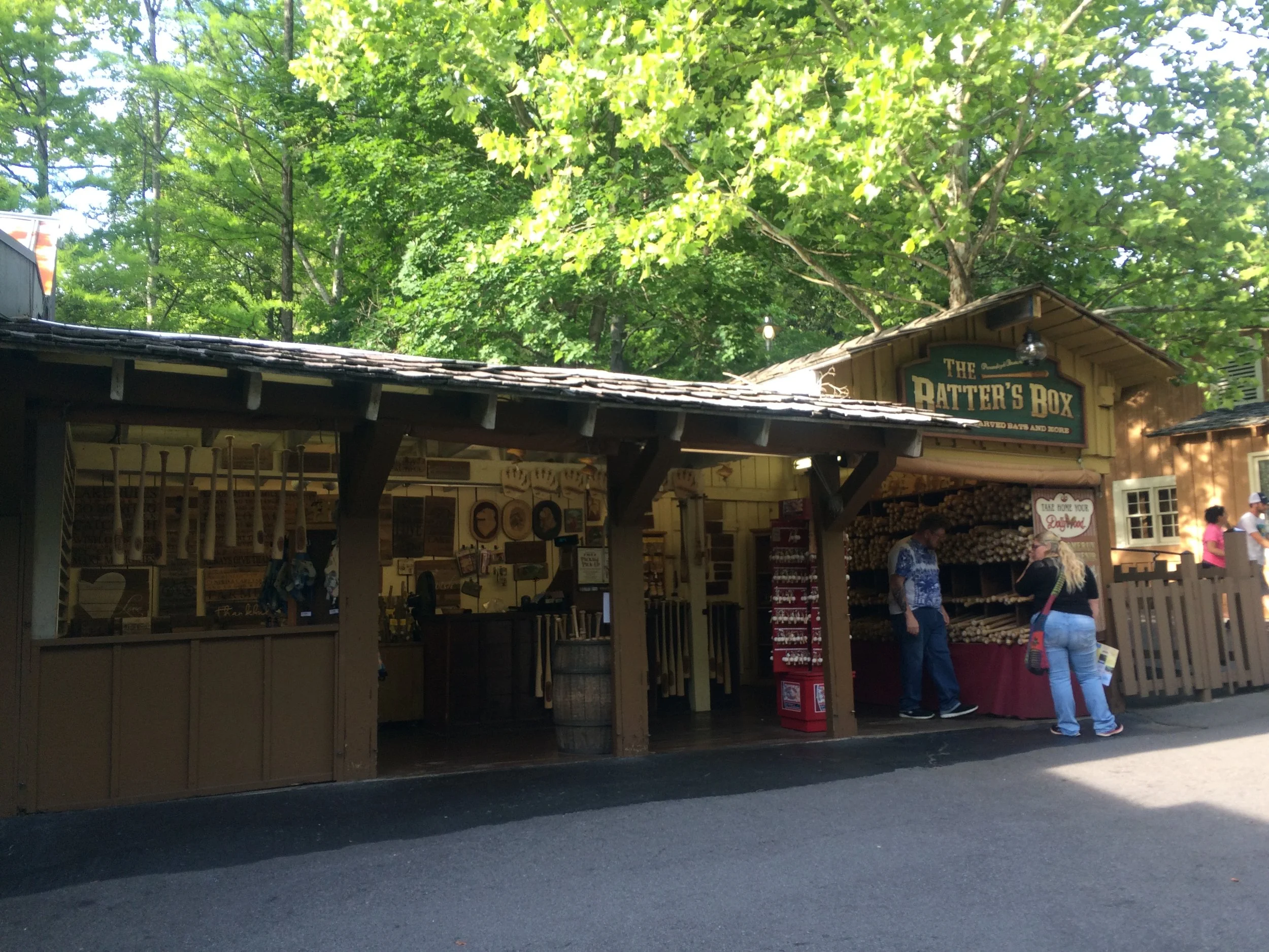 Bats and wooden crafts in this store.
