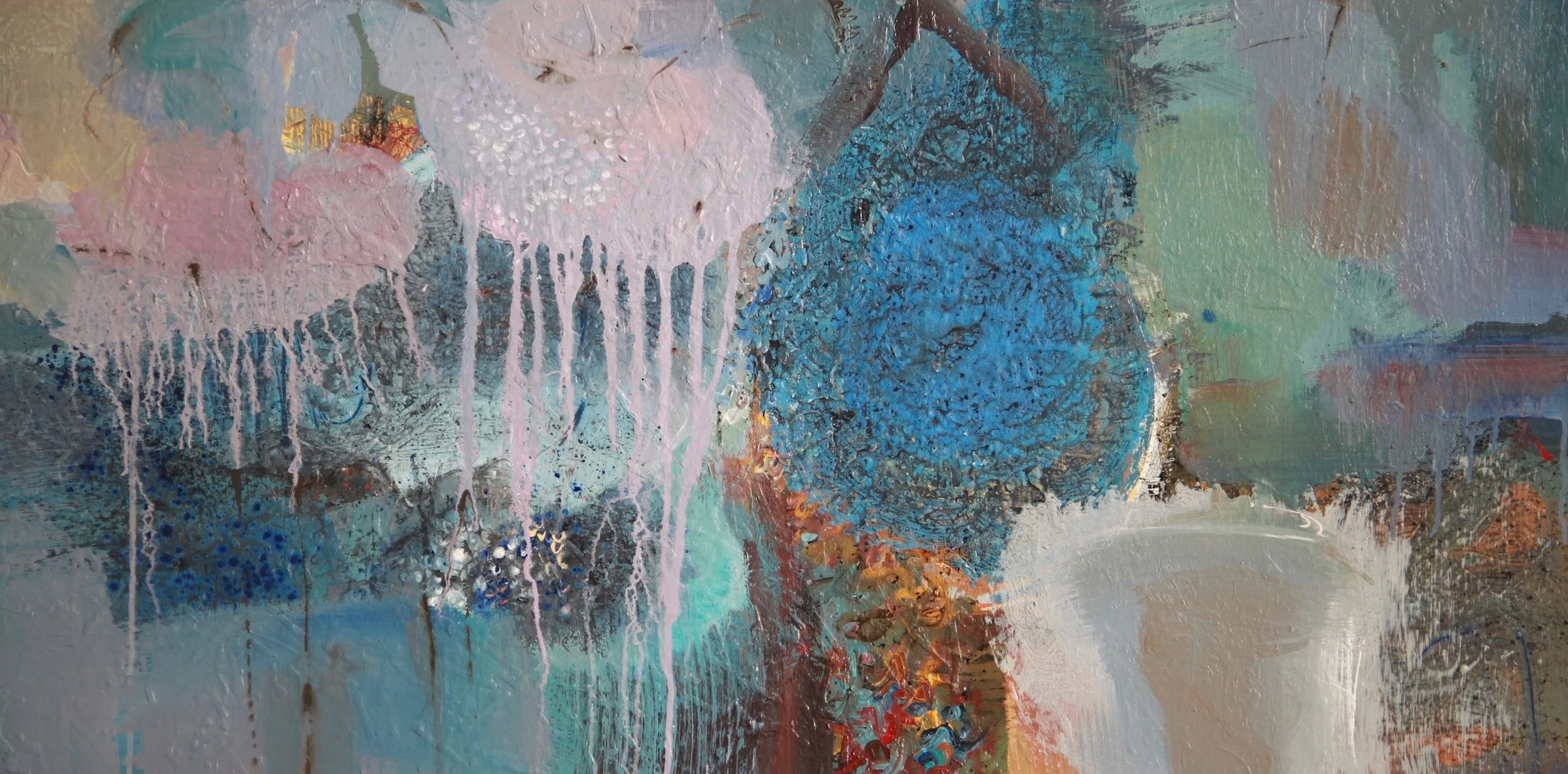 Howlader Sunil, Cherry Blossoms, Acrylic on panel, 24x48, $4000.jpg
