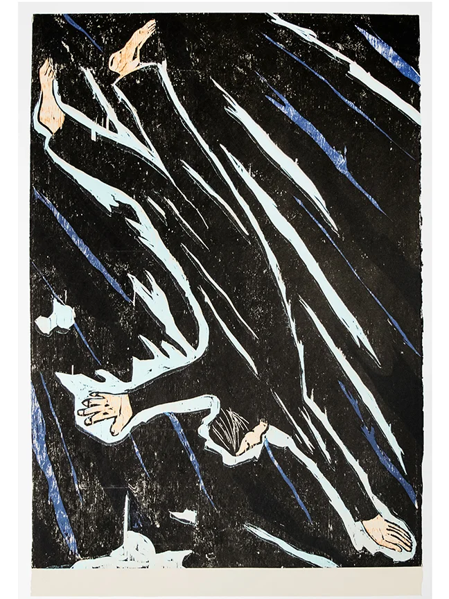 Richard Bosman Falling man with color print