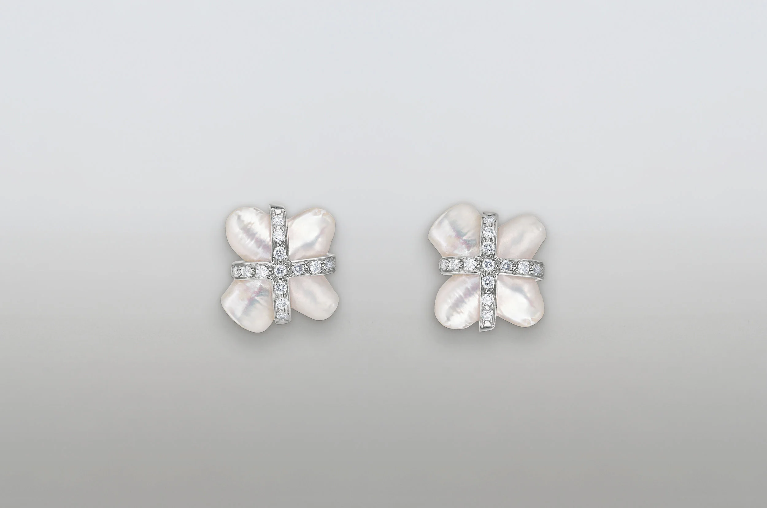 Fresh Water Pearl and .78 Carat Diamond Earrings set in 14kt White Gold