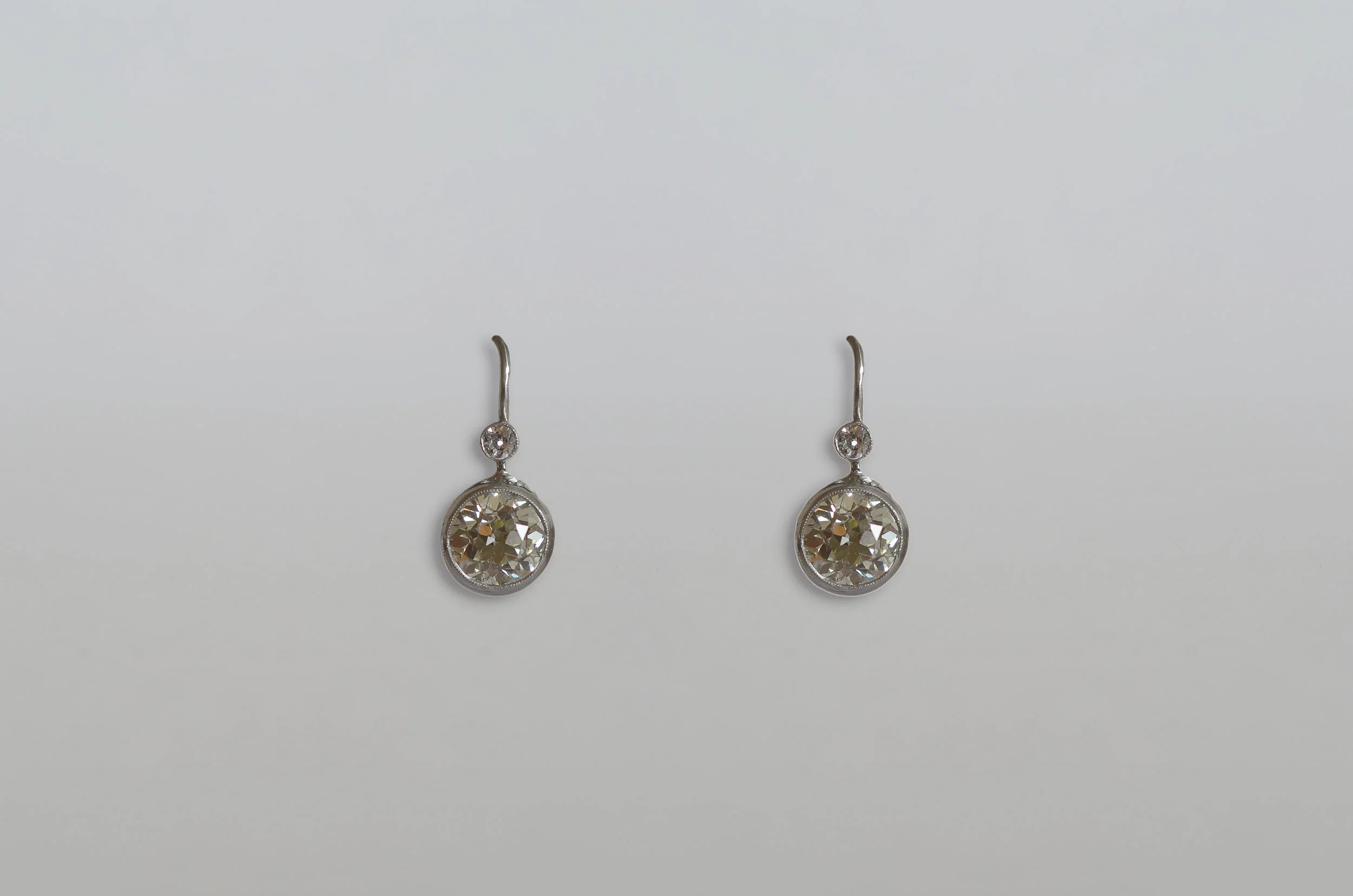 Antique 4.07 Carat Diamond Drop Earring with a total .10 Carat Diamond Top Stones
