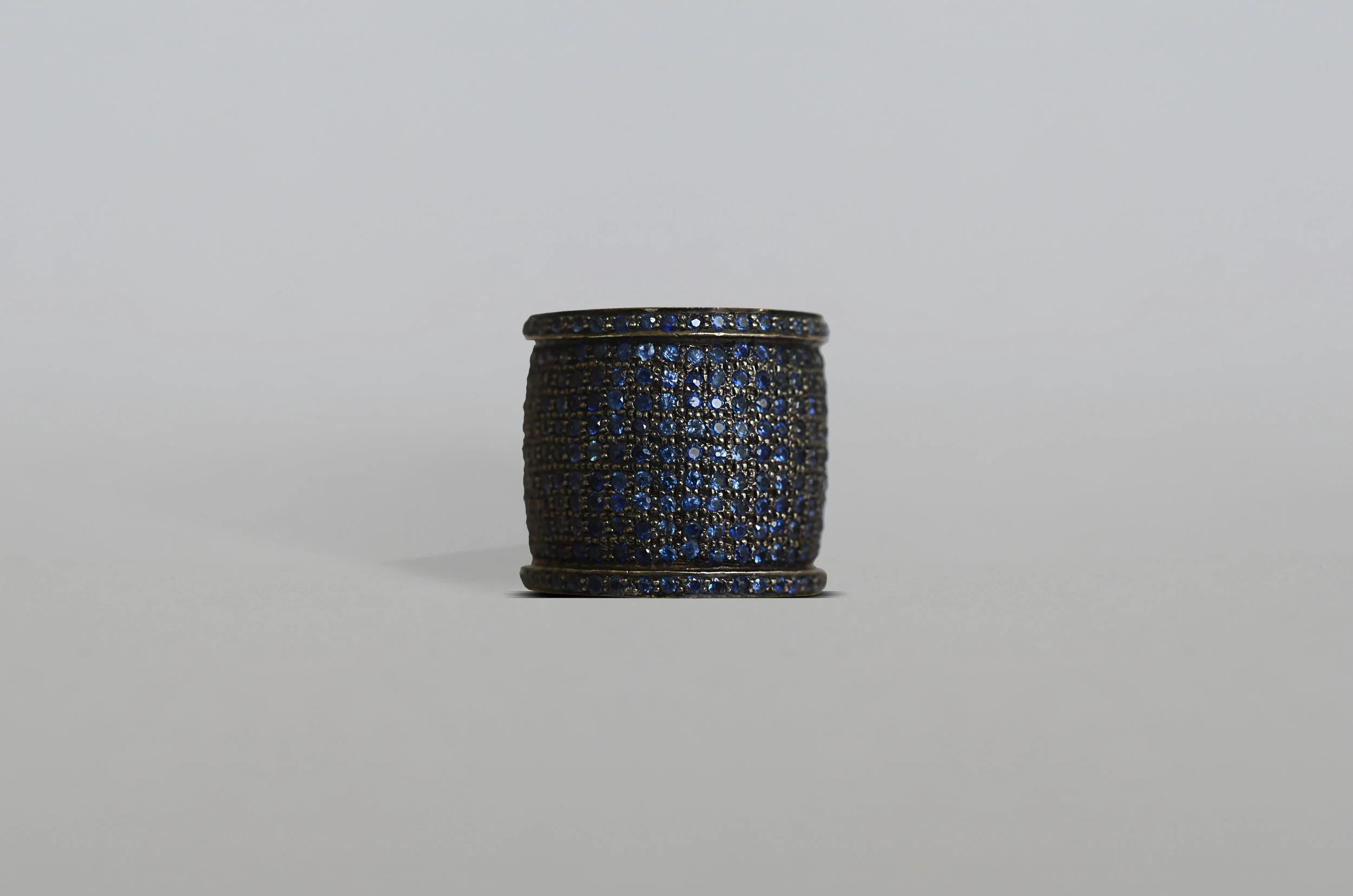 8.43 Carat Sapphire Cigar Band set in Sterling Silver with 18kt Gold