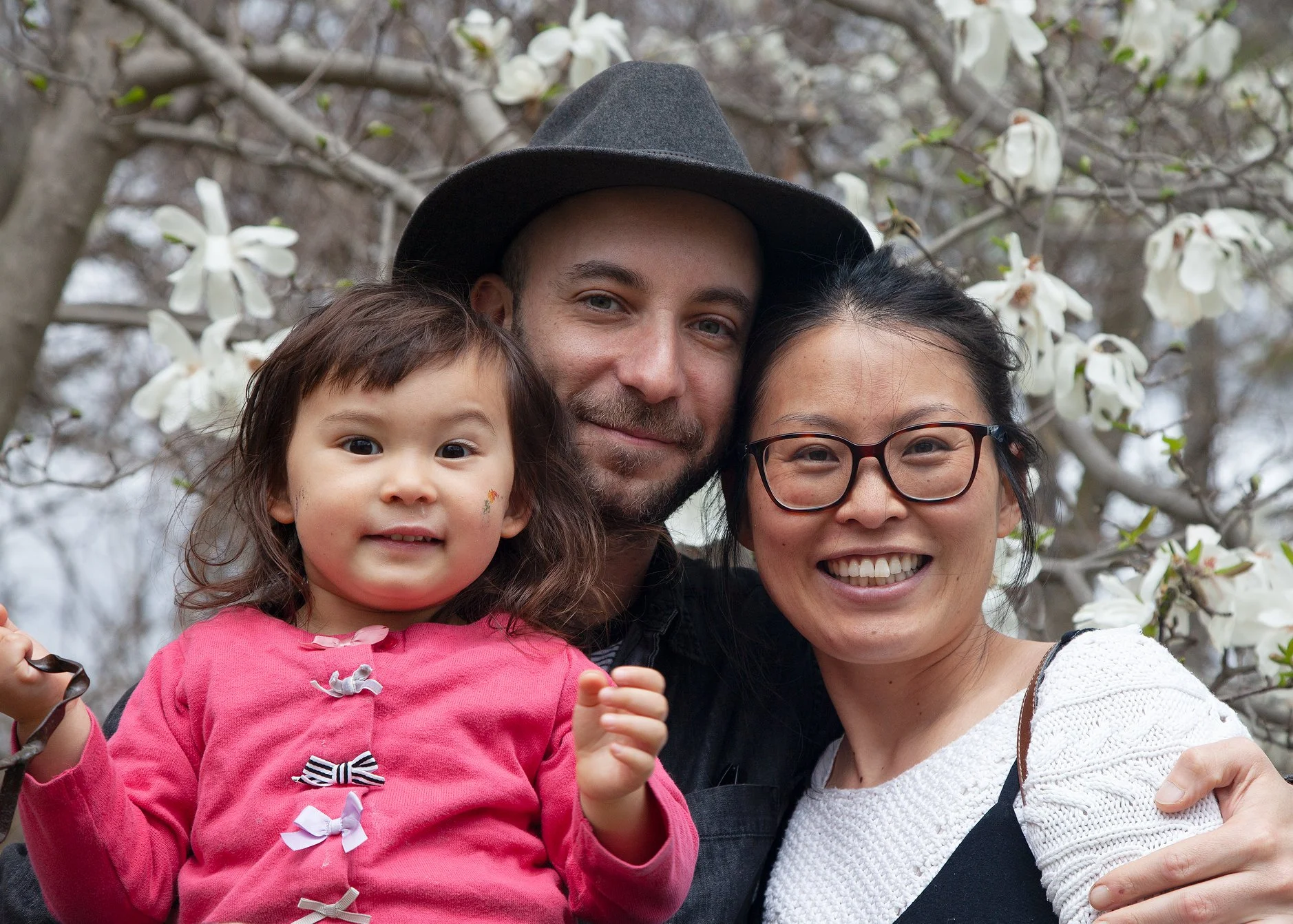 Brandon Schulman (center) with his wife, Japanese photographer and foodist Chiaki Hara Schulman, and their daughter Mila Hannah Schulman.