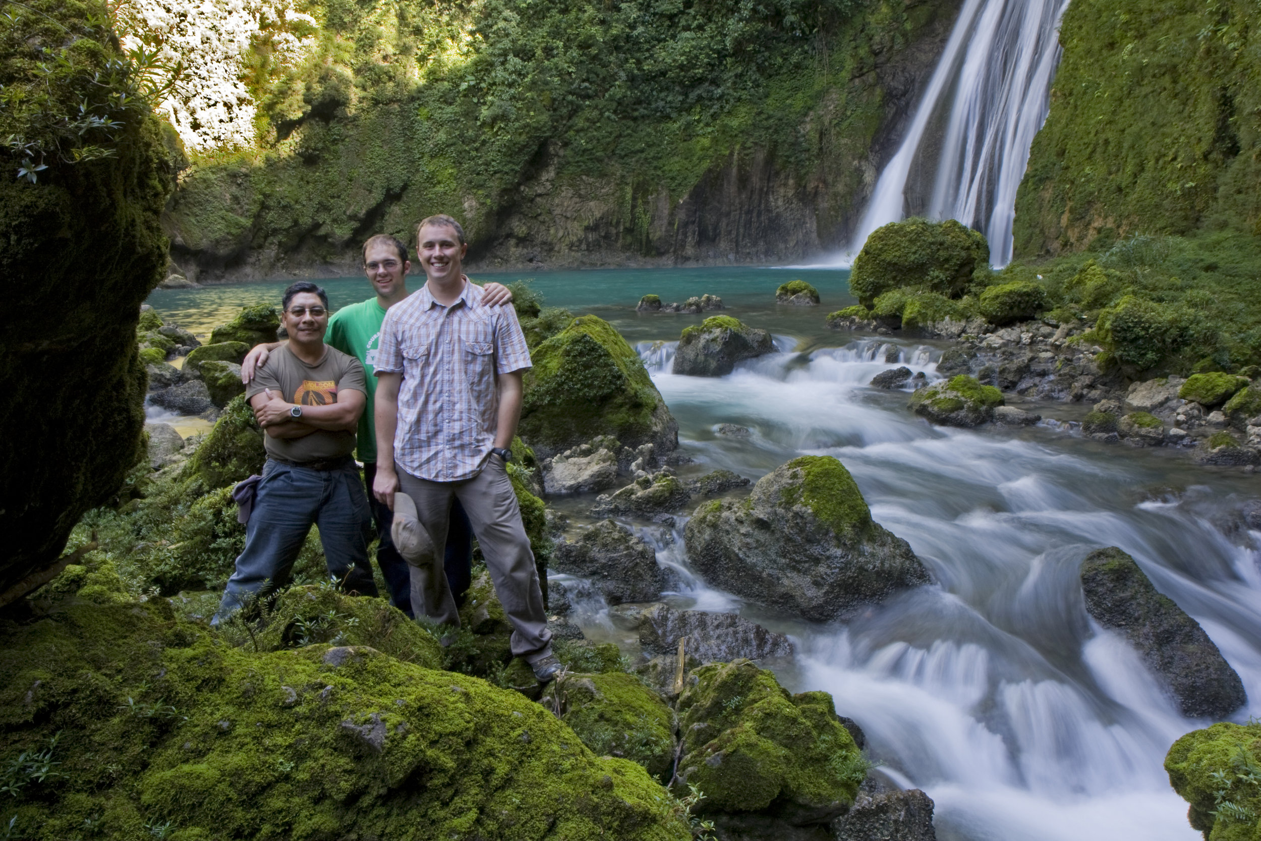 BVC Coban 2009 Pat Deering Matt Ott at waterfall.jpg