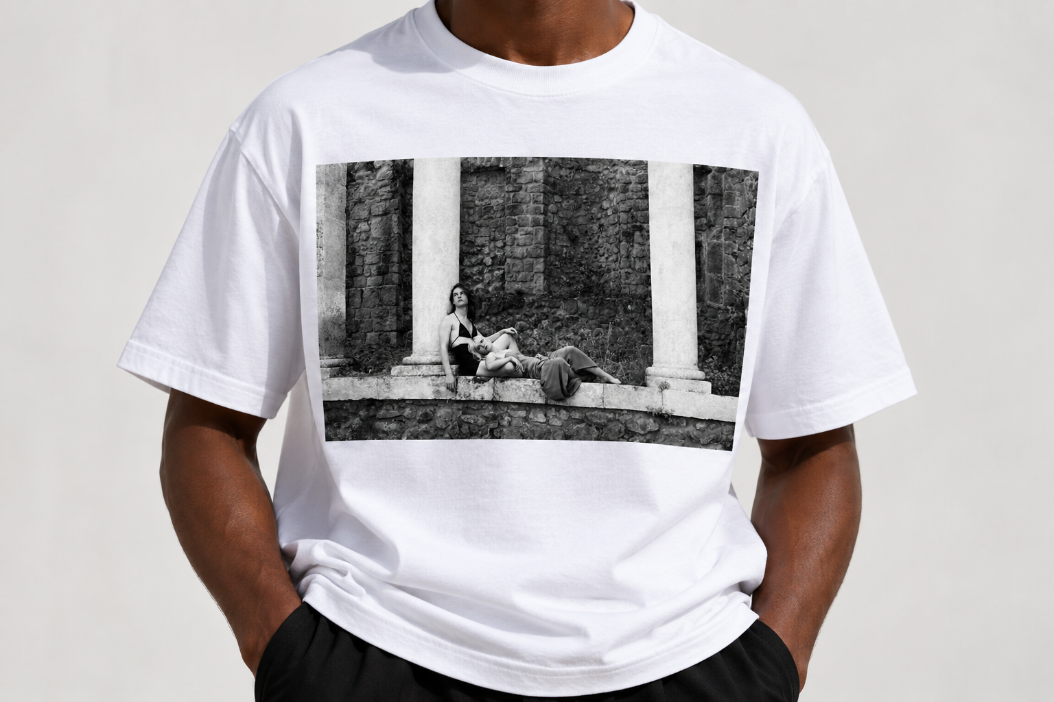 Black-and-White Ruins Graphic Tee.png